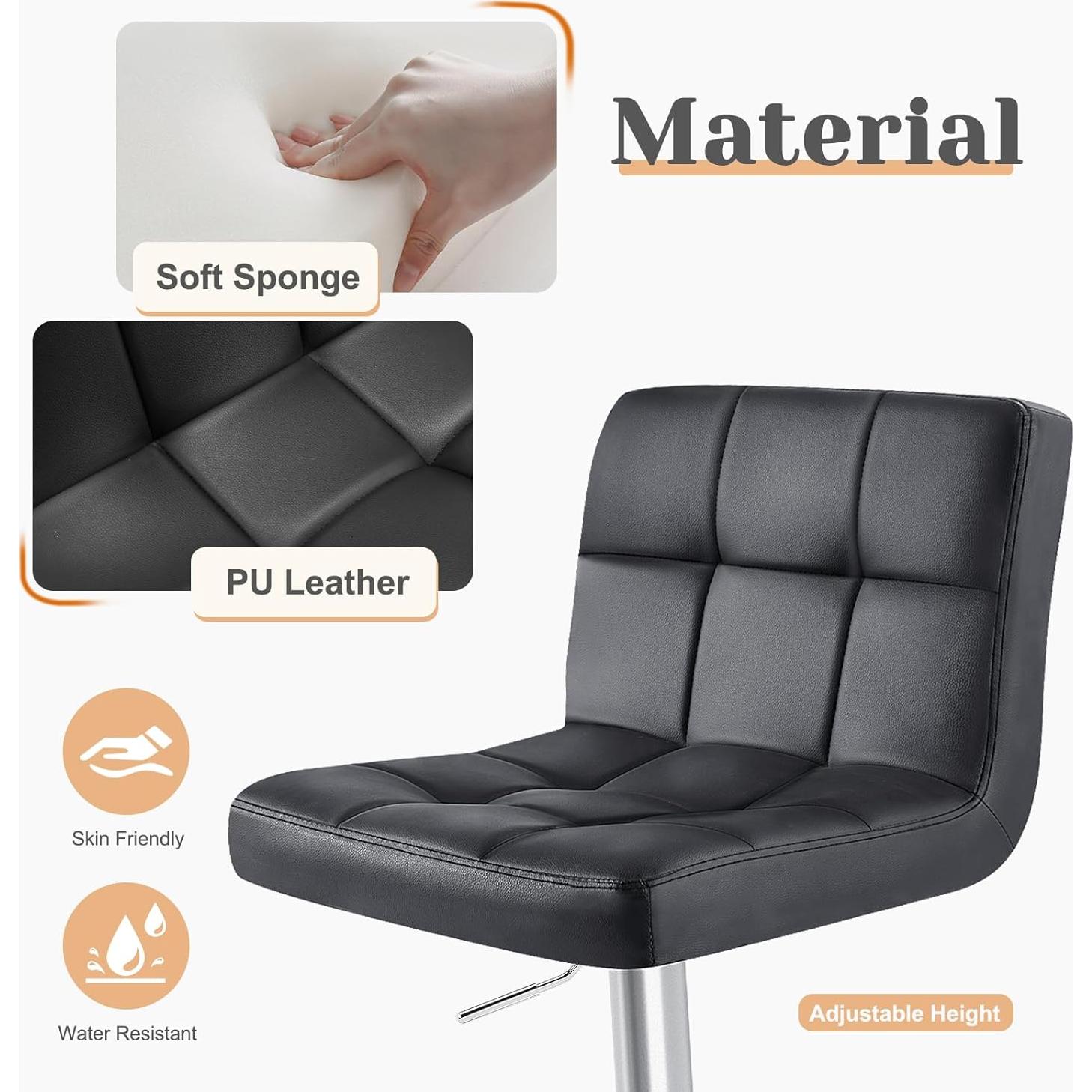 Conjunto de 4 Taburetes de Bar Sweetcrispy Ajustables Negro