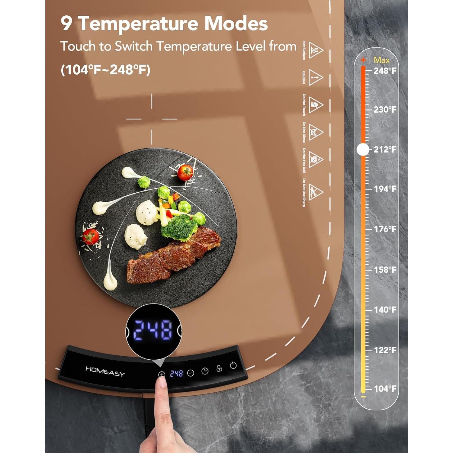 Alfombrilla Calentadora de Comida Homeasy 58.7x40.4cm 9 Temperaturas