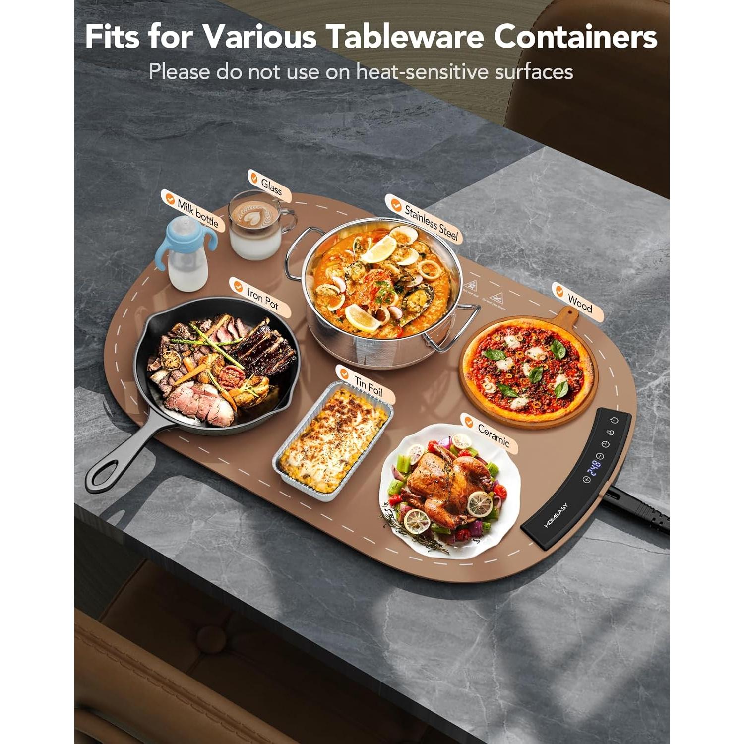 Alfombrilla Calentadora de Comida Homeasy 58.7x40.4cm 9 Temperaturas