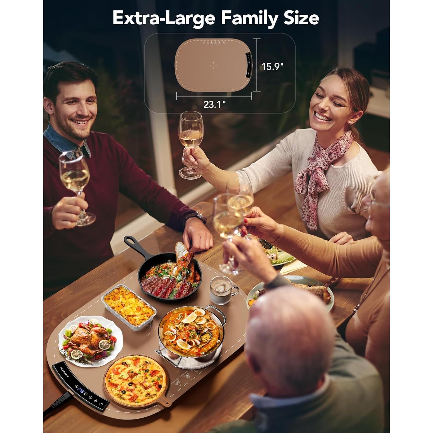 Alfombrilla Calentadora de Comida Homeasy 58.7x40.4cm 9 Temperaturas