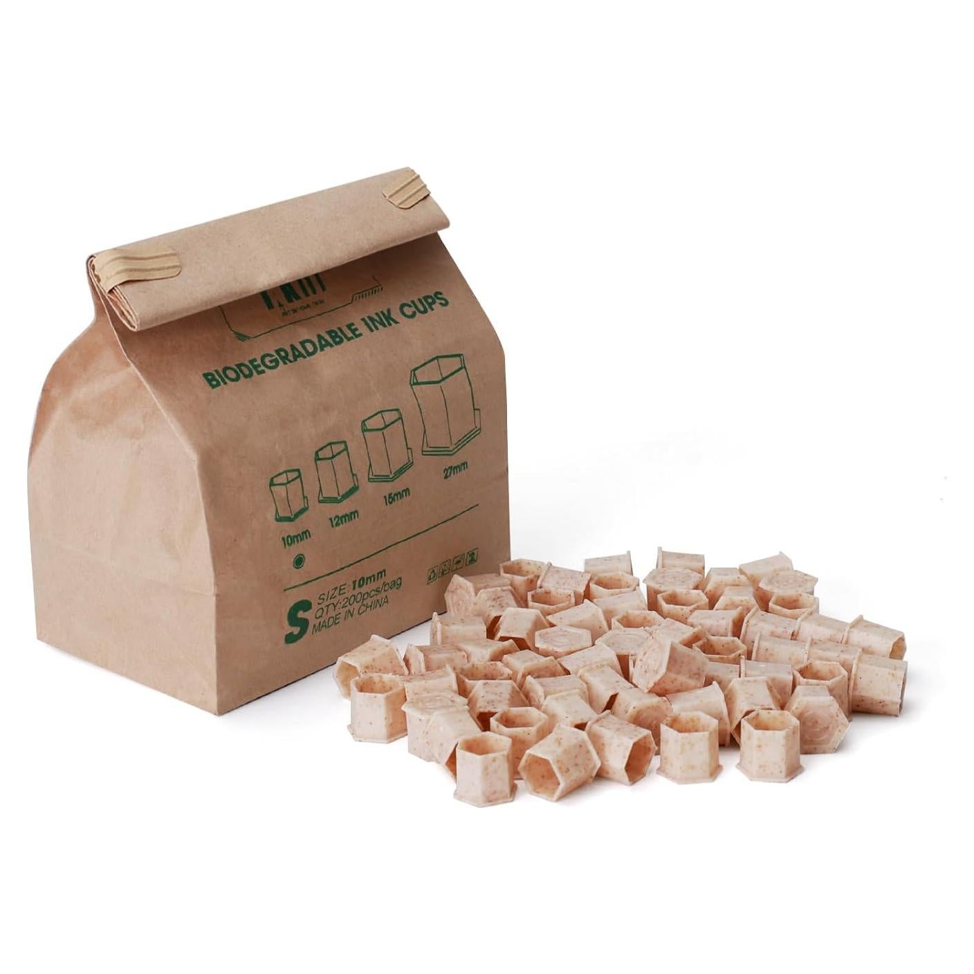 Tazas de Tinta para Tatuajes INKin 10mm Biodegradables 200Pcs