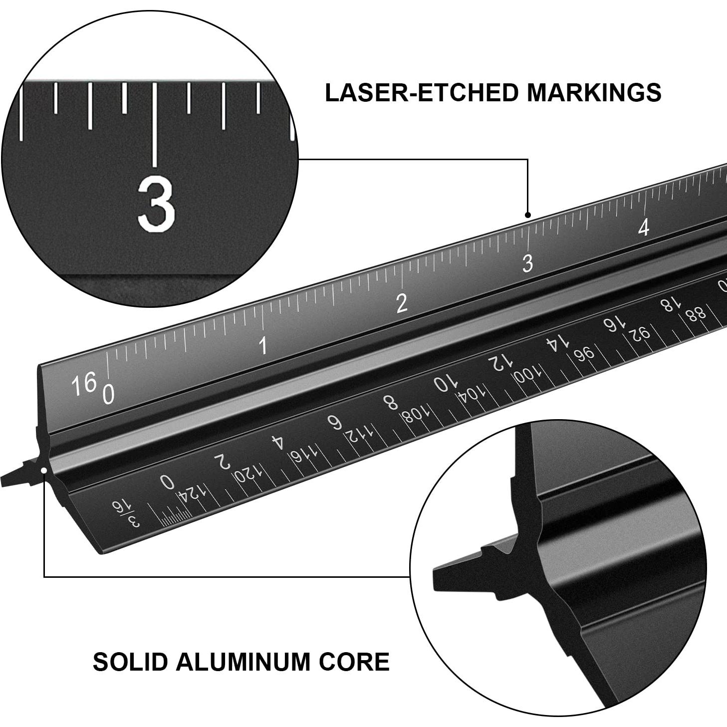 Regla Triangular de Aluminio Jotyua 30.48 cm Grabado Láser