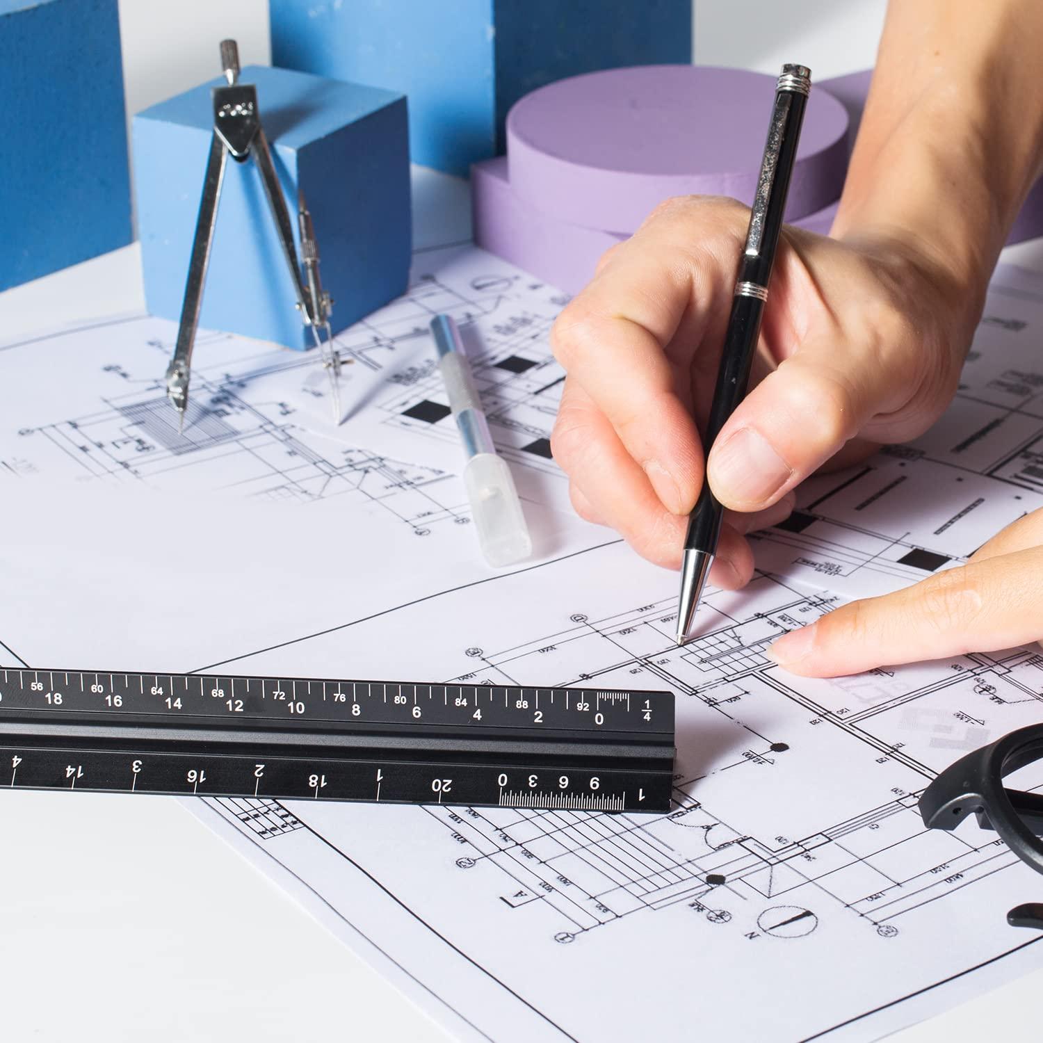 Regla Triangular de Aluminio Jotyua 30.48 cm Grabado Láser