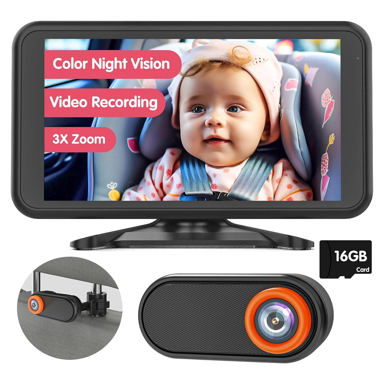 Cámara de Auto para Bebés BM3 5.2" 1080P con Grabación y Zoom