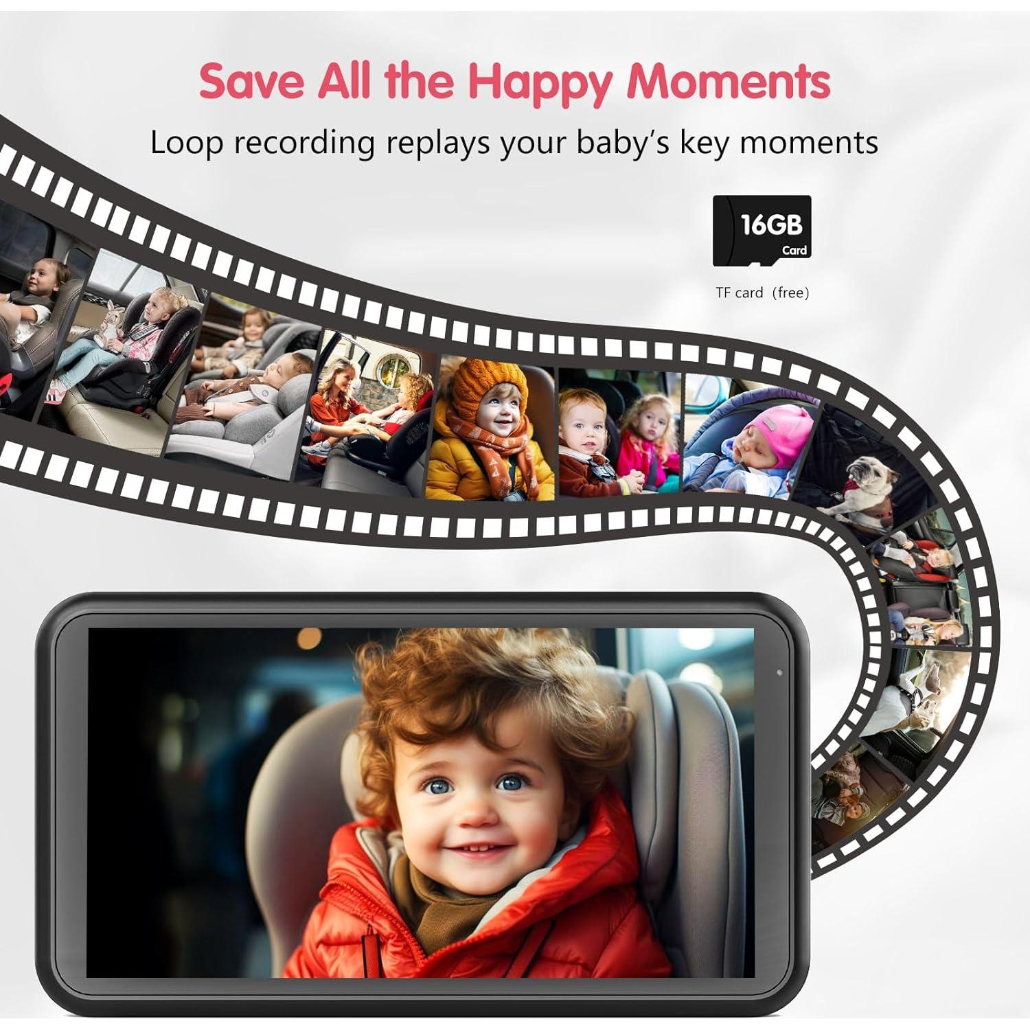 Cámara de Auto para Bebés BM3 5.2" 1080P con Grabación y Zoom