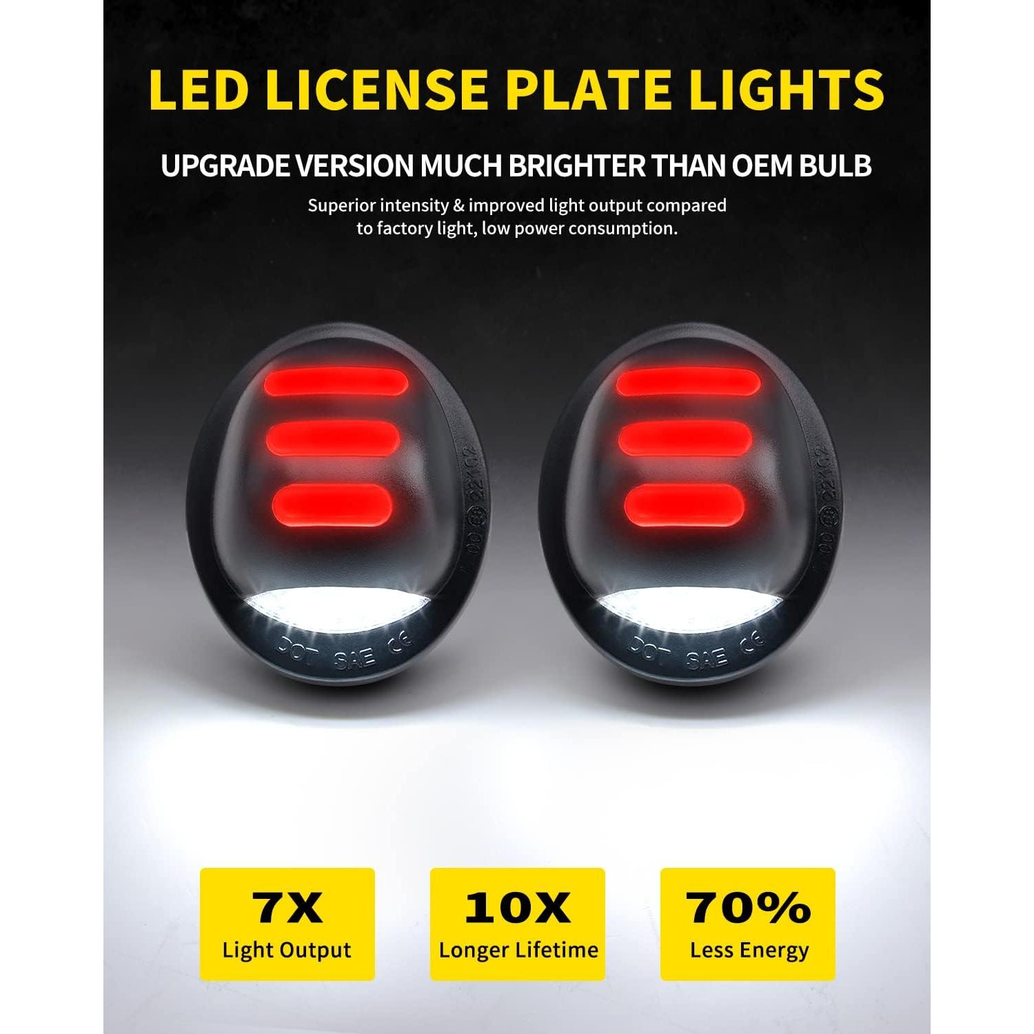 Luces de Matrícula LED Asgohme con Neón OLED Rojo - Paquete de 2