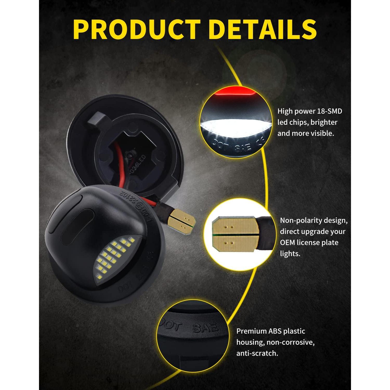 Luces de Matrícula LED Asgohme con Neón OLED Rojo - Paquete de 2