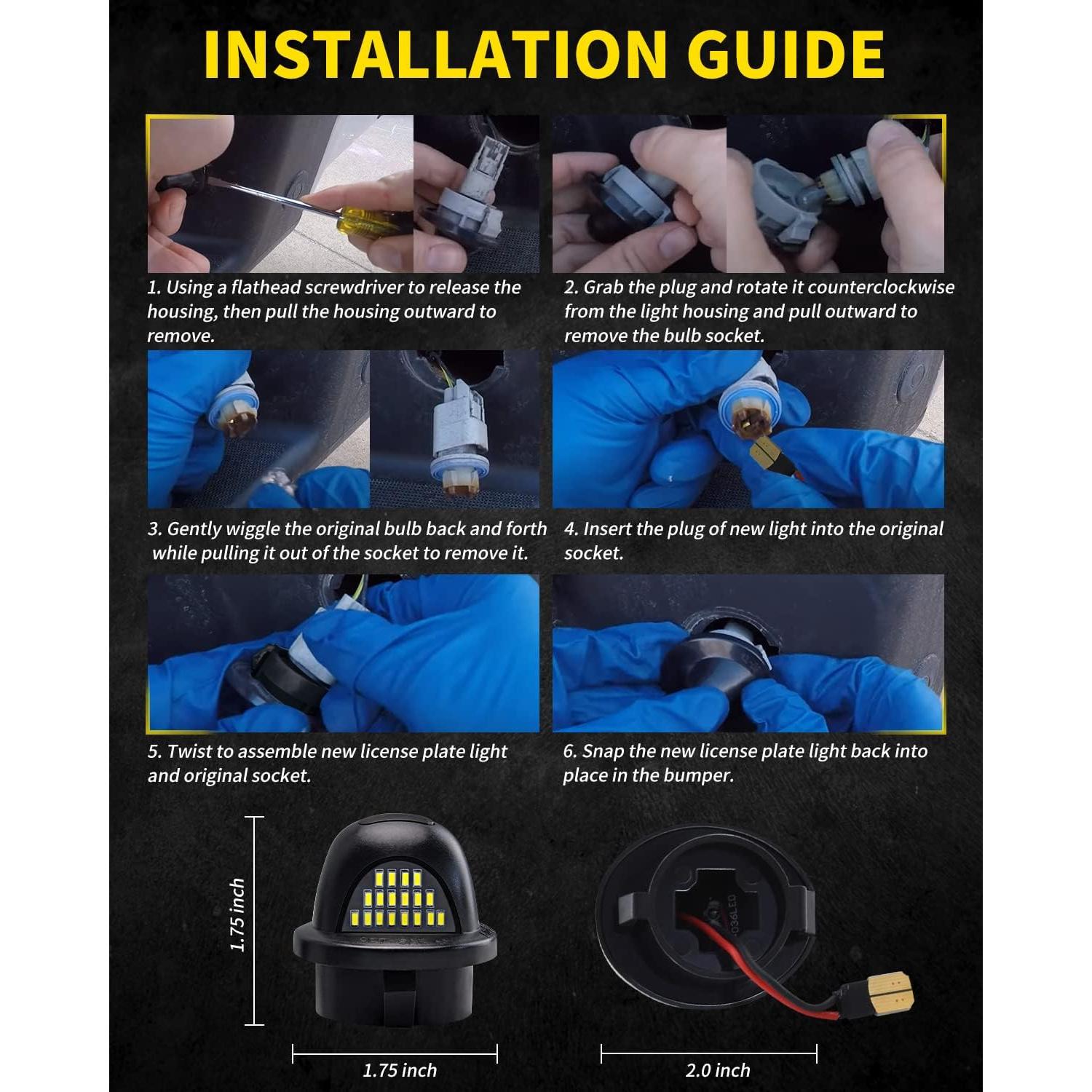 Luces de Matrícula LED Asgohme con Neón OLED Rojo - Paquete de 2