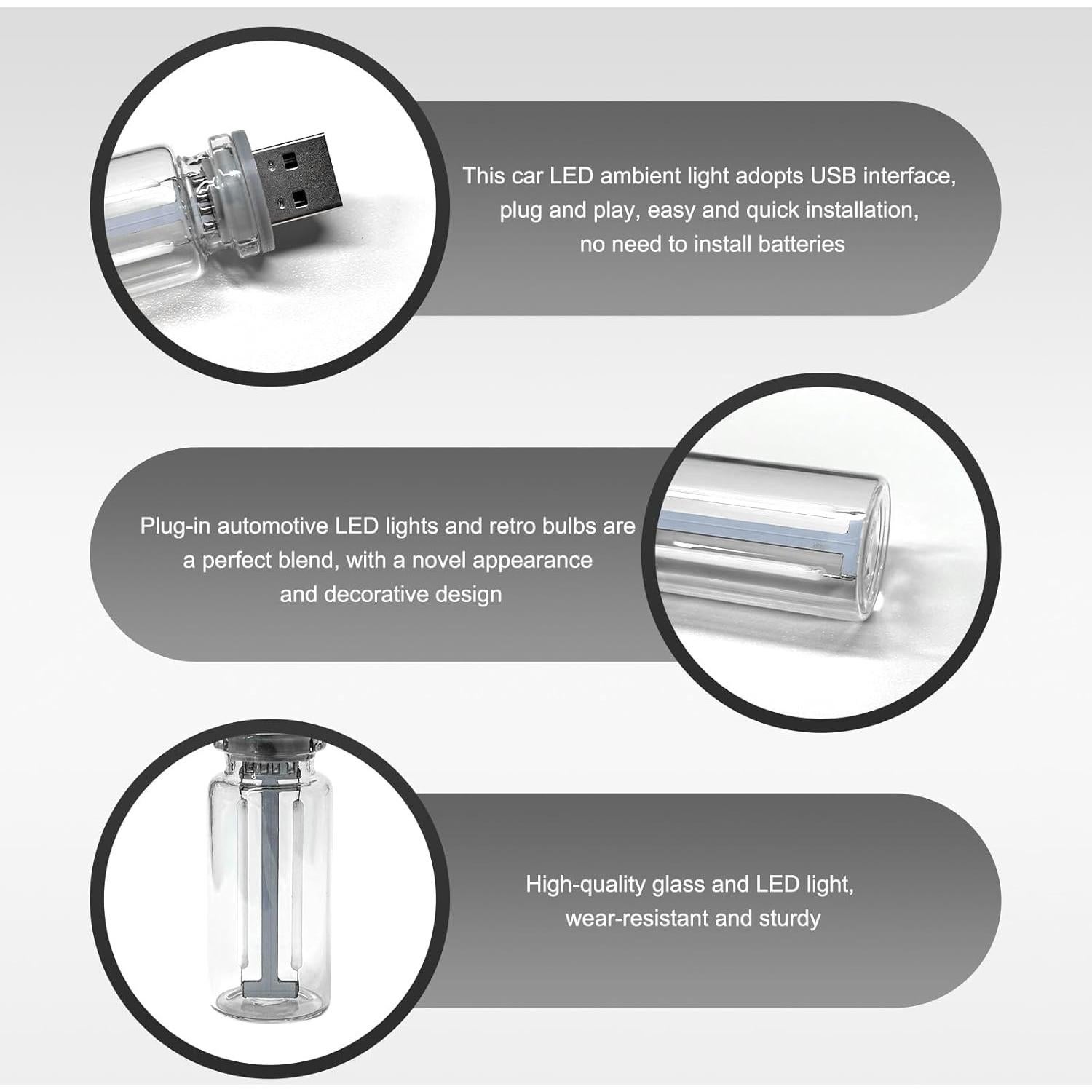 Luz Ambiental LED USB DXNQ para Interior de Automóvil Azul