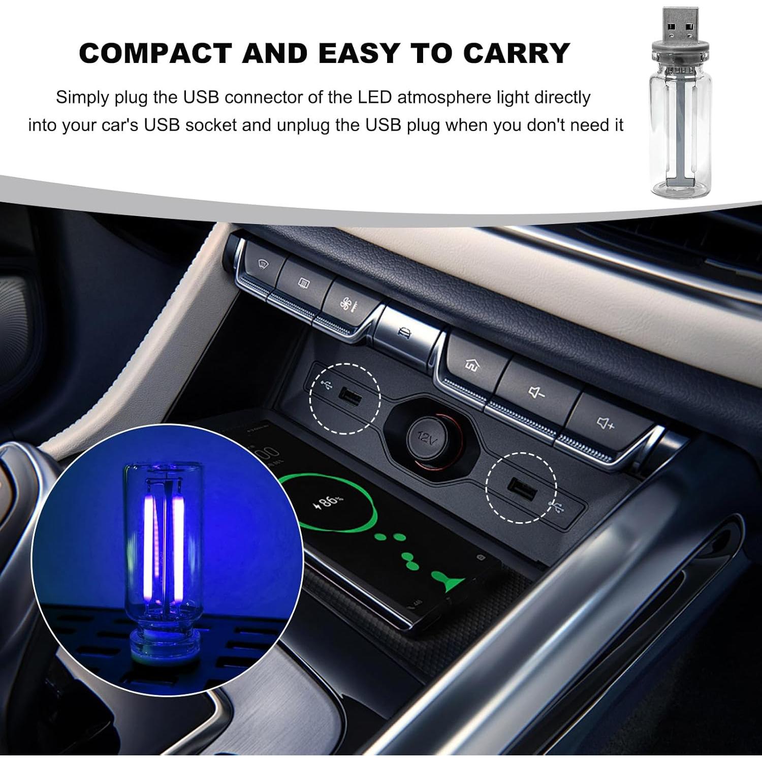 Luz Ambiental LED USB DXNQ para Interior de Automóvil Azul