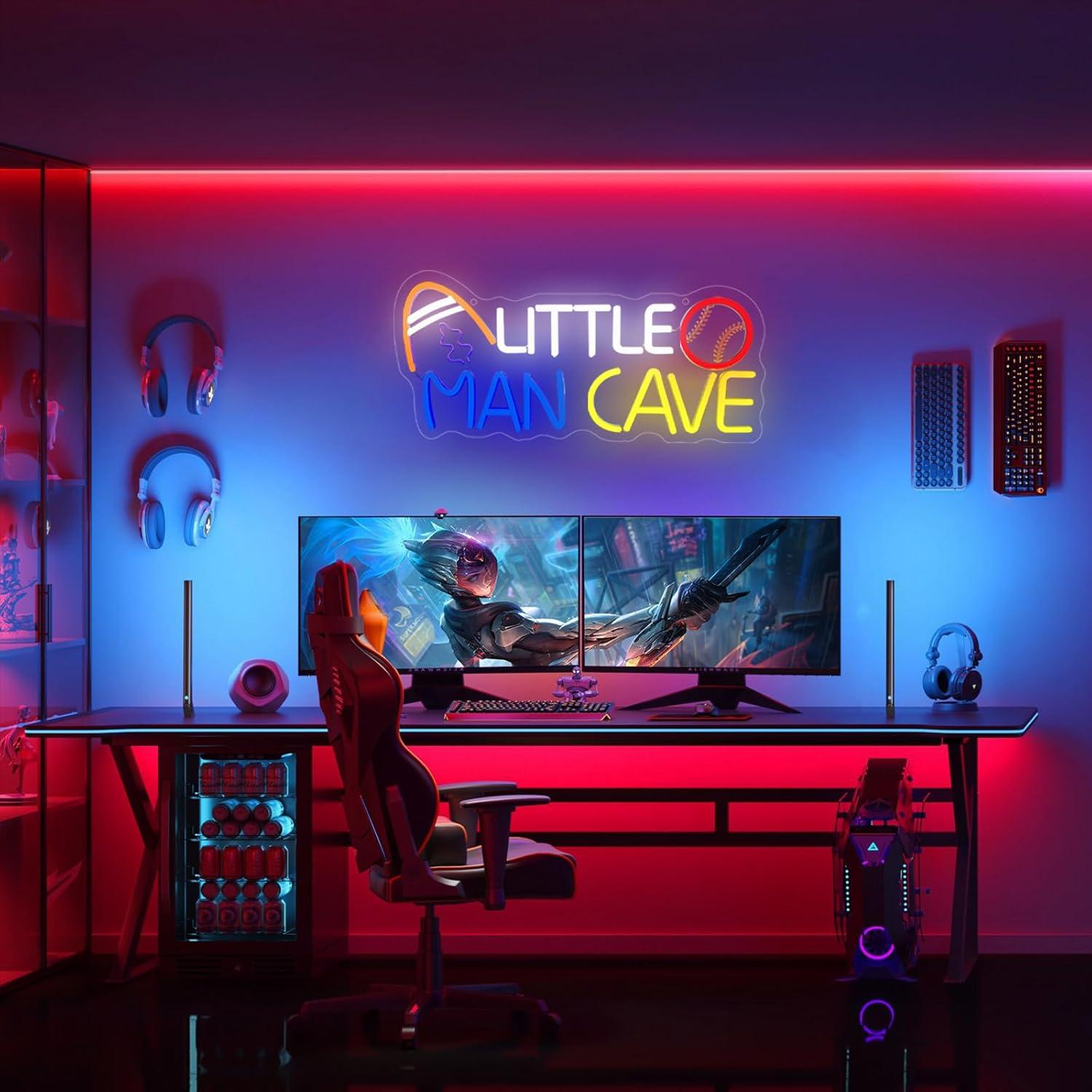 Letrero de Neón Little Man Cave LED Dimmable 43x19cm USB