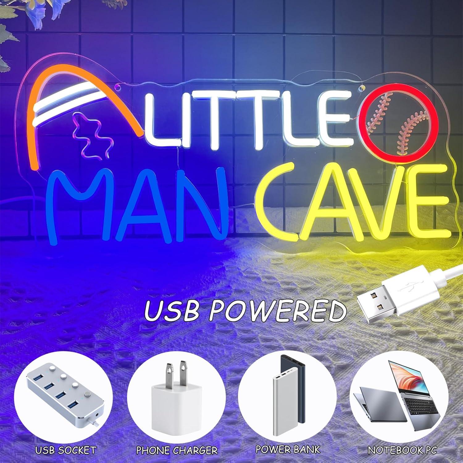 Letrero de Neón Little Man Cave LED Dimmable 43x19cm USB