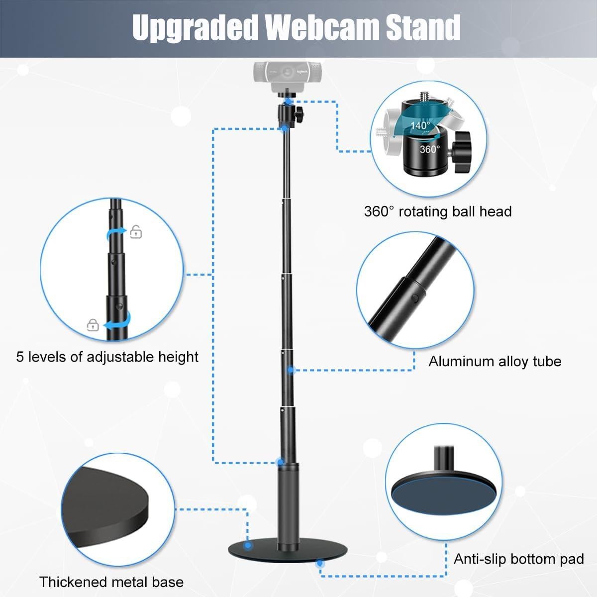 Soporte para Webcam JCWINY Ajustable 71 cm Plegable Metal Rosa