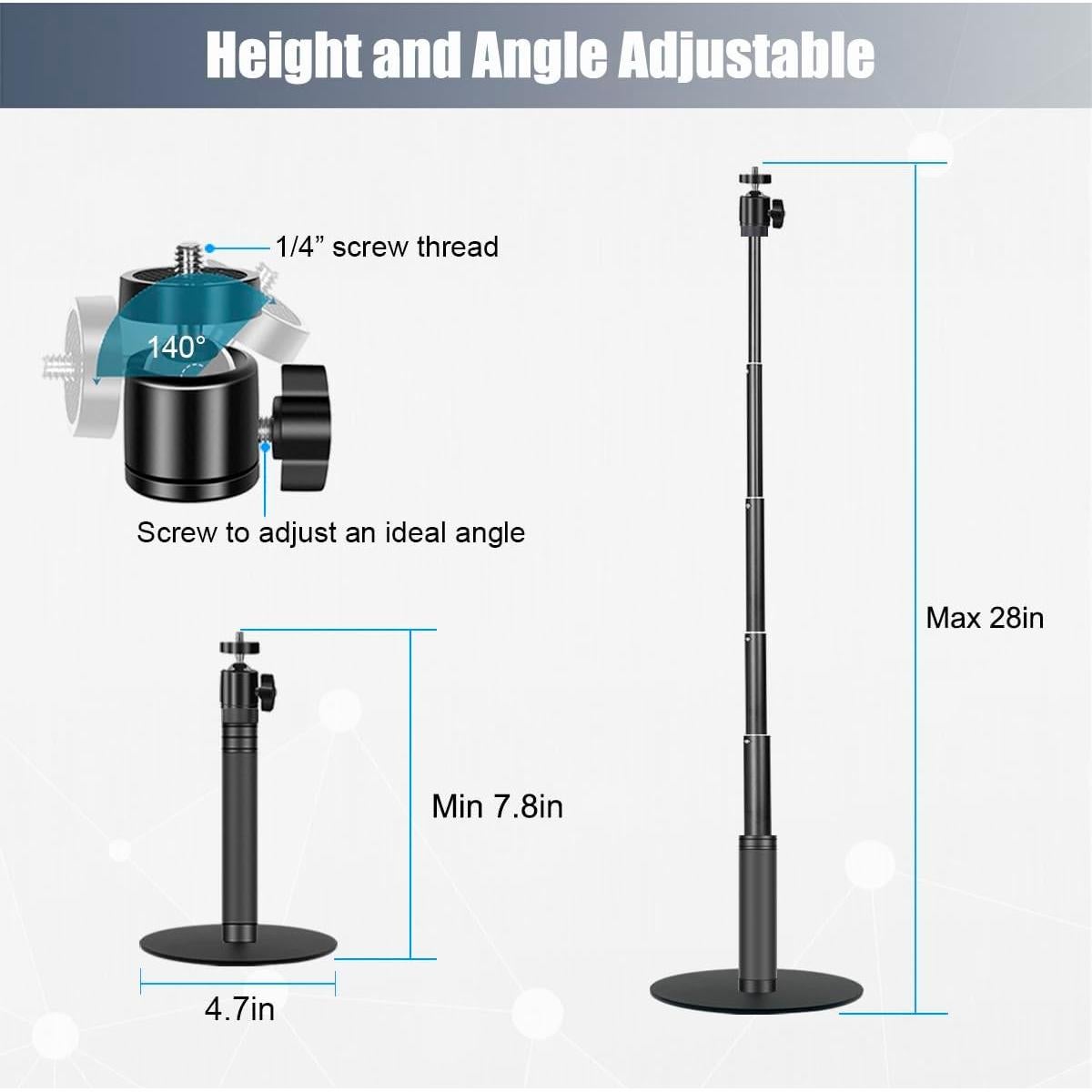 Soporte para Webcam JCWINY Ajustable 71 cm Plegable Metal Rosa