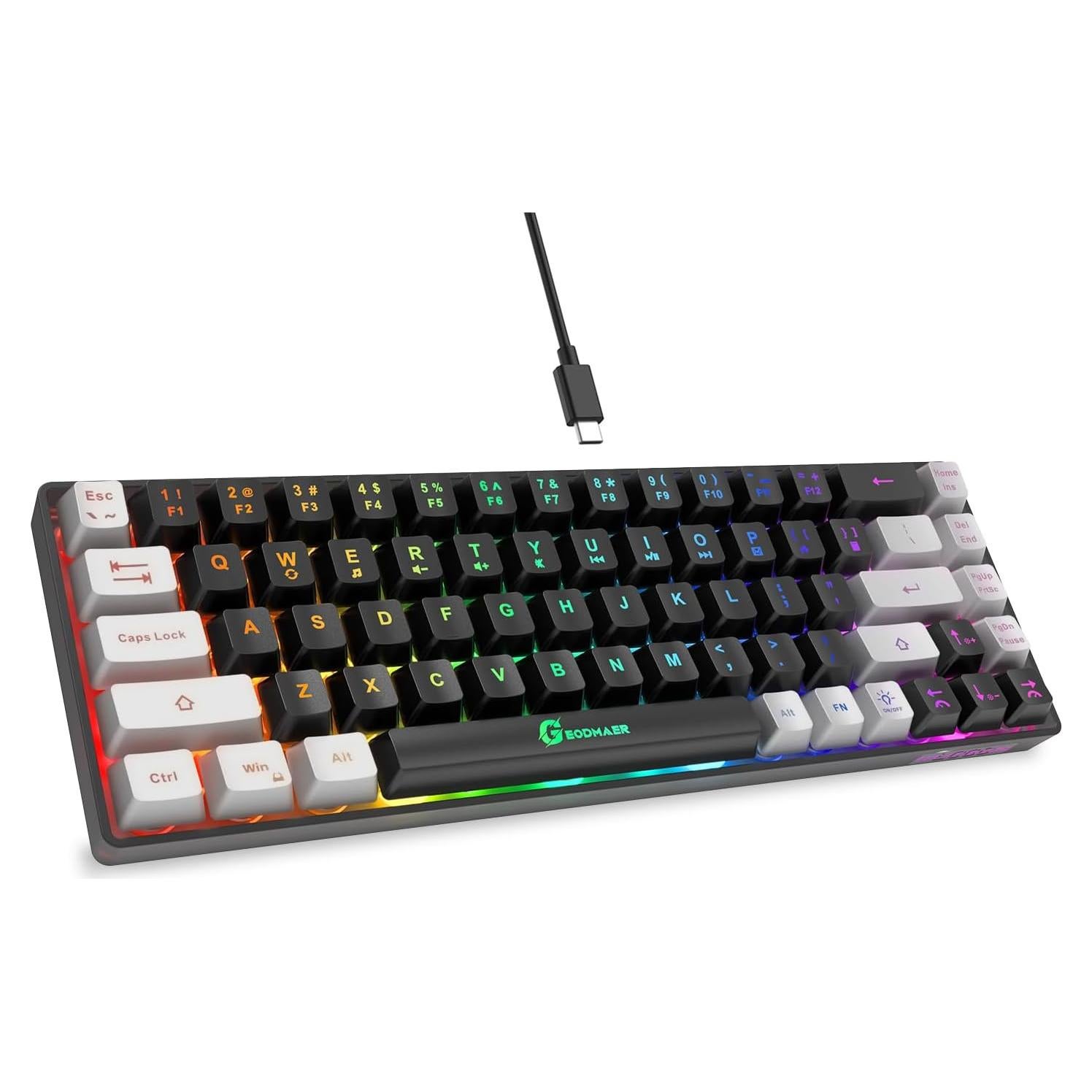 Teclado Gaming 65% GEODMAER Retroiluminado LED Con Cable