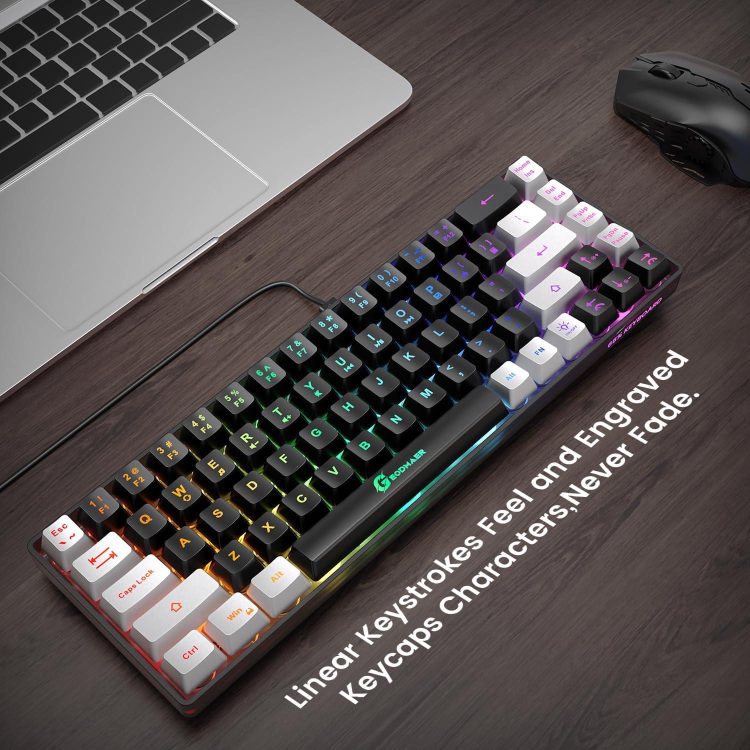 Teclado Gaming 65% GEODMAER Retroiluminado LED Con Cable