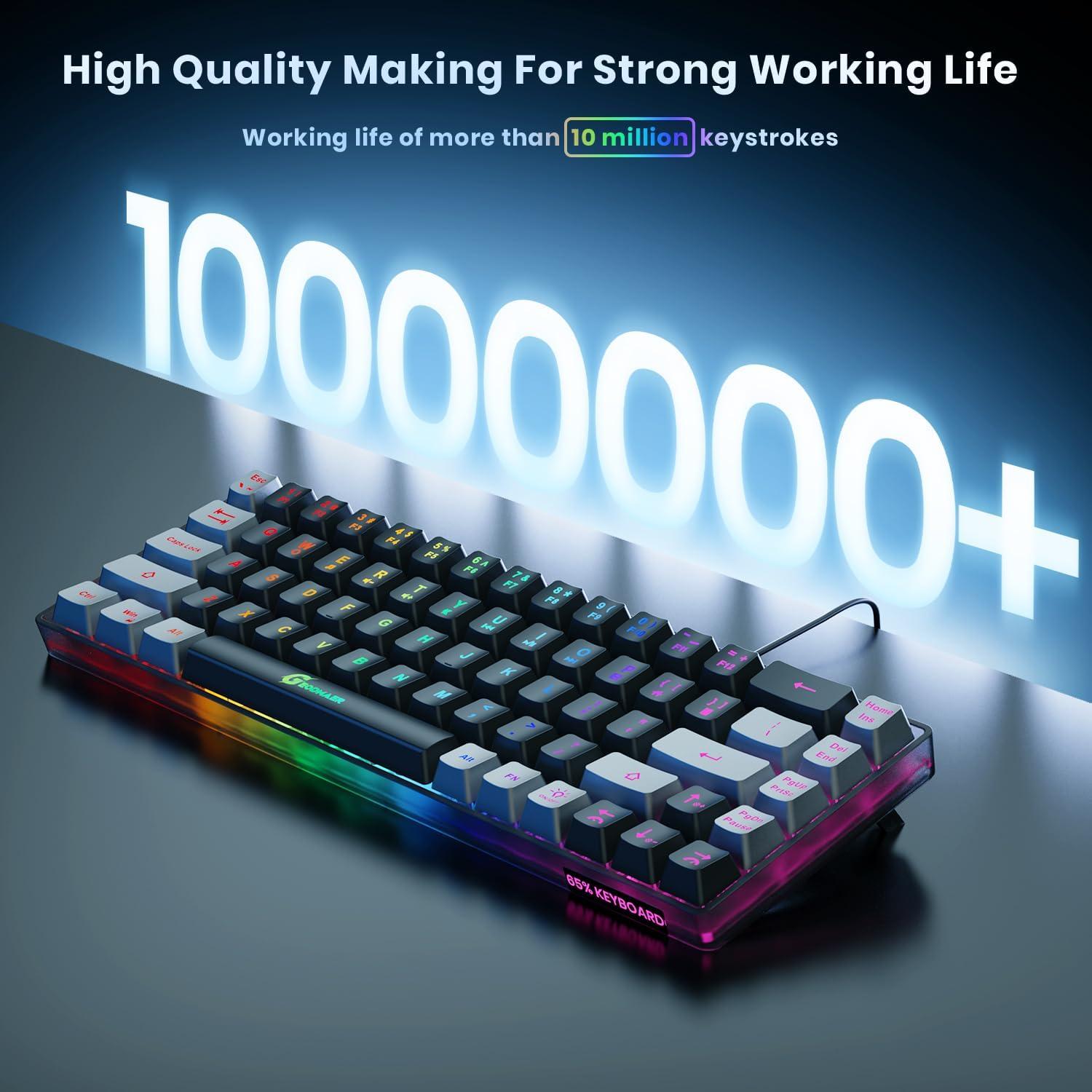 Teclado Gaming 65% GEODMAER Retroiluminado LED Con Cable
