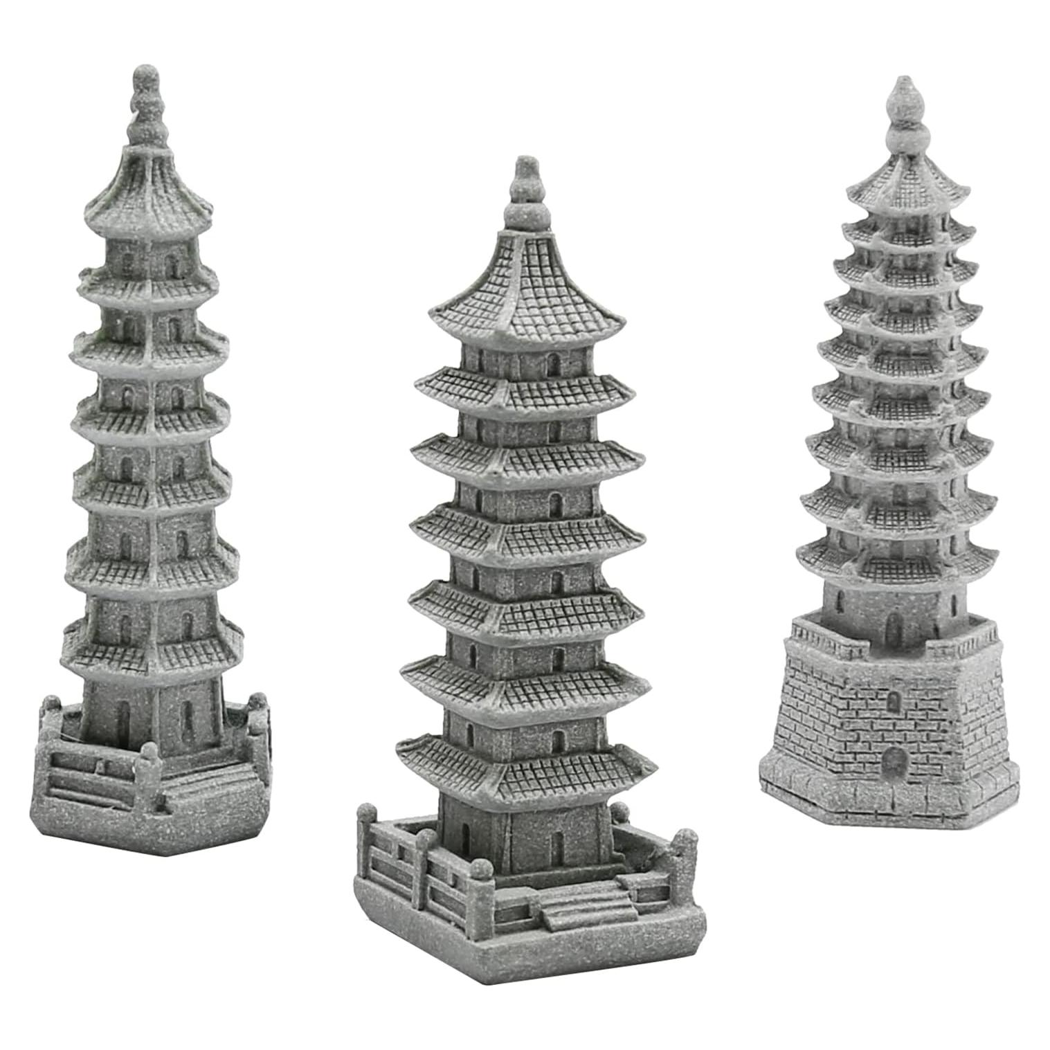 3PCS Esculturas de Pagoda Zen Saihisday para Jardín 10.5cm