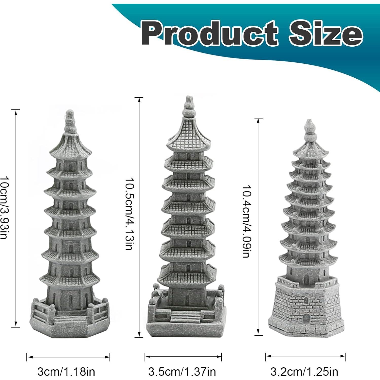 3PCS Esculturas de Pagoda Zen Saihisday para Jardín 10.5cm