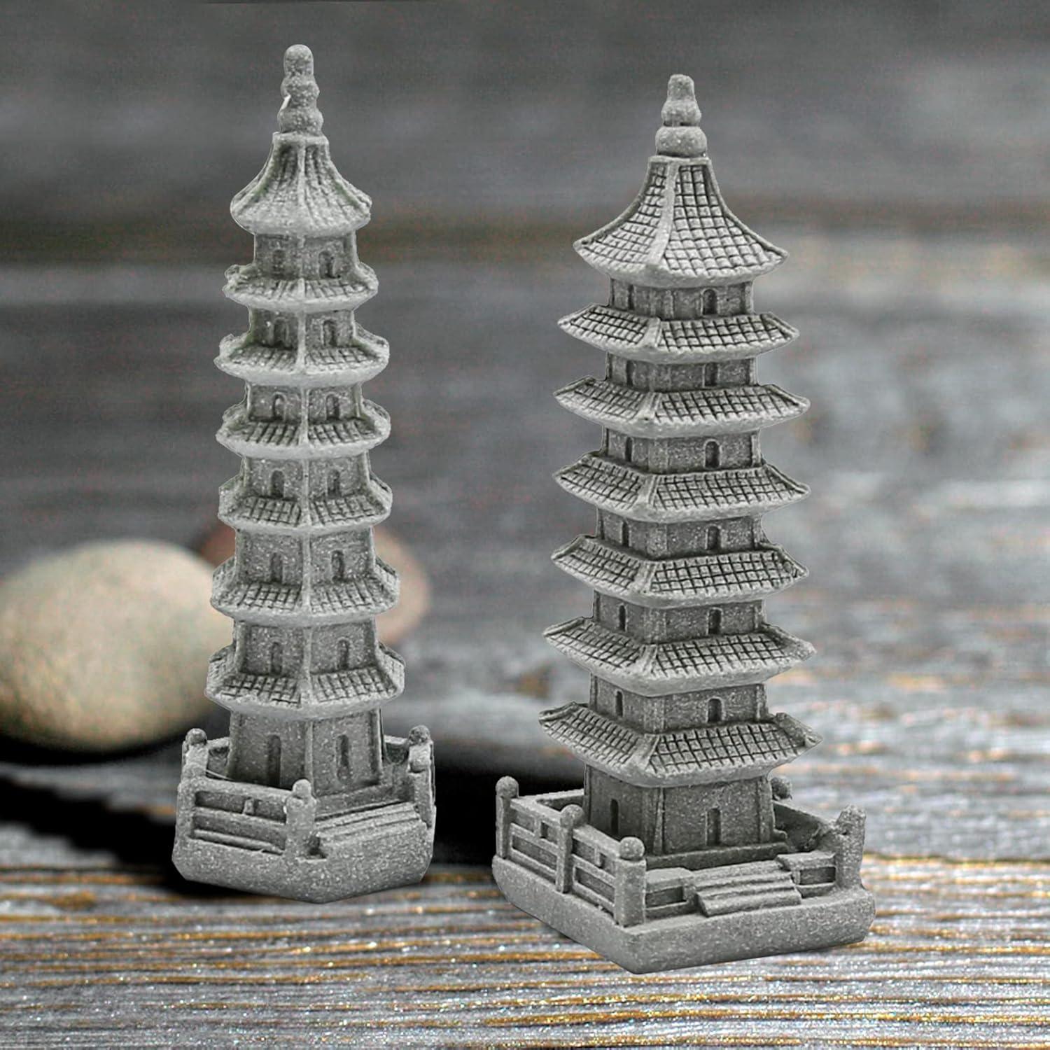 3PCS Esculturas de Pagoda Zen Saihisday para Jardín 10.5cm