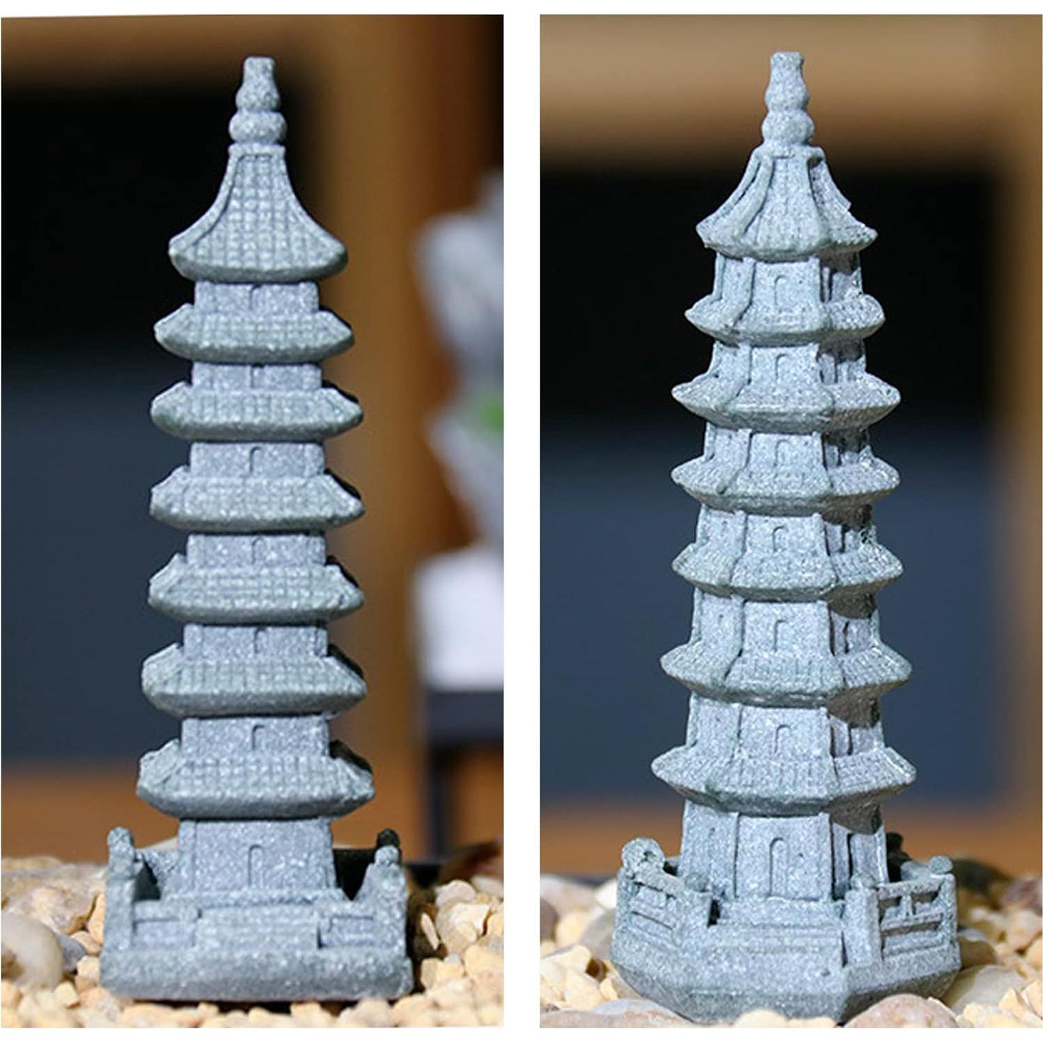 3PCS Esculturas de Pagoda Zen Saihisday para Jardín 10.5cm