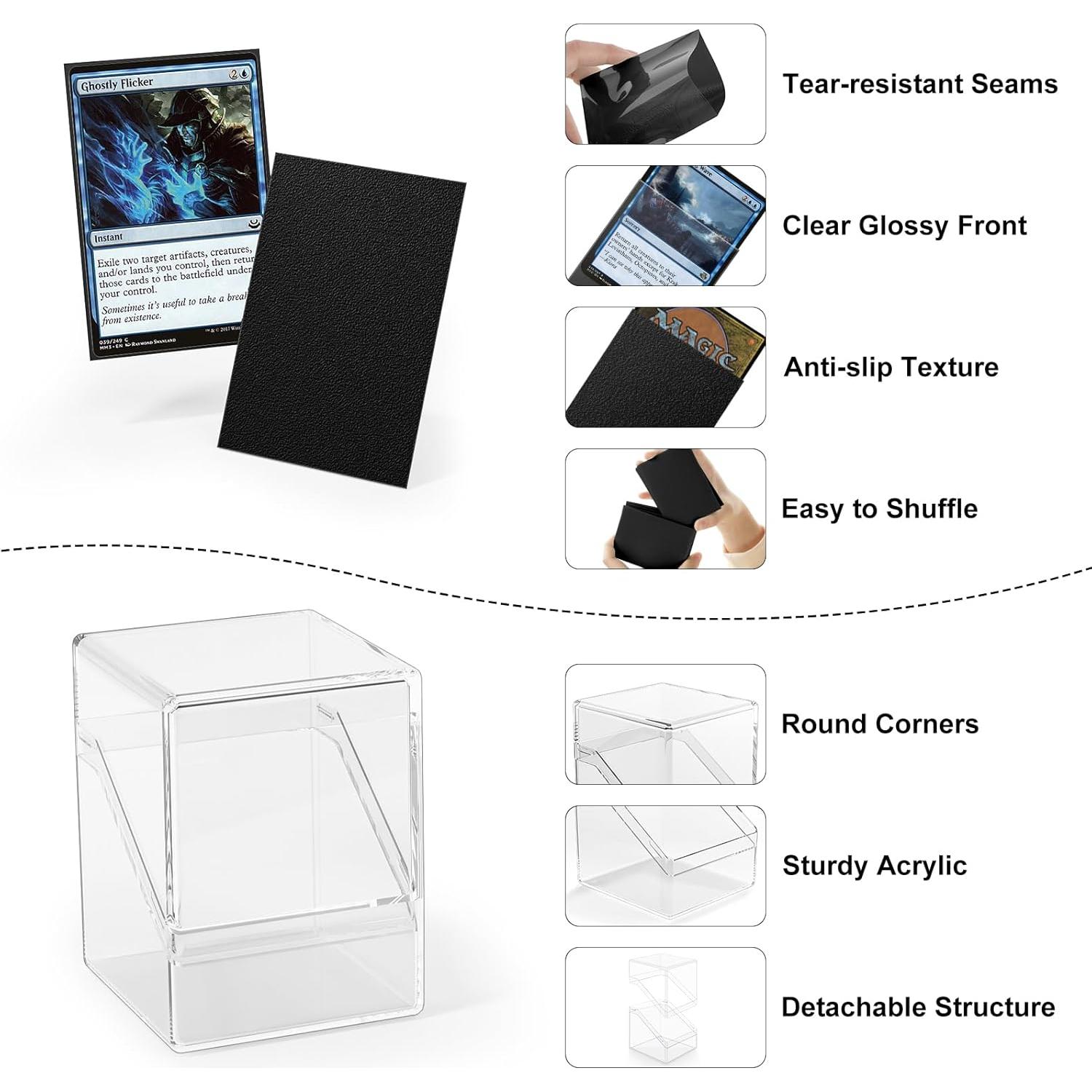 Caja de Almacenamiento para Cartas YSCare con 100 Fundas - Negra