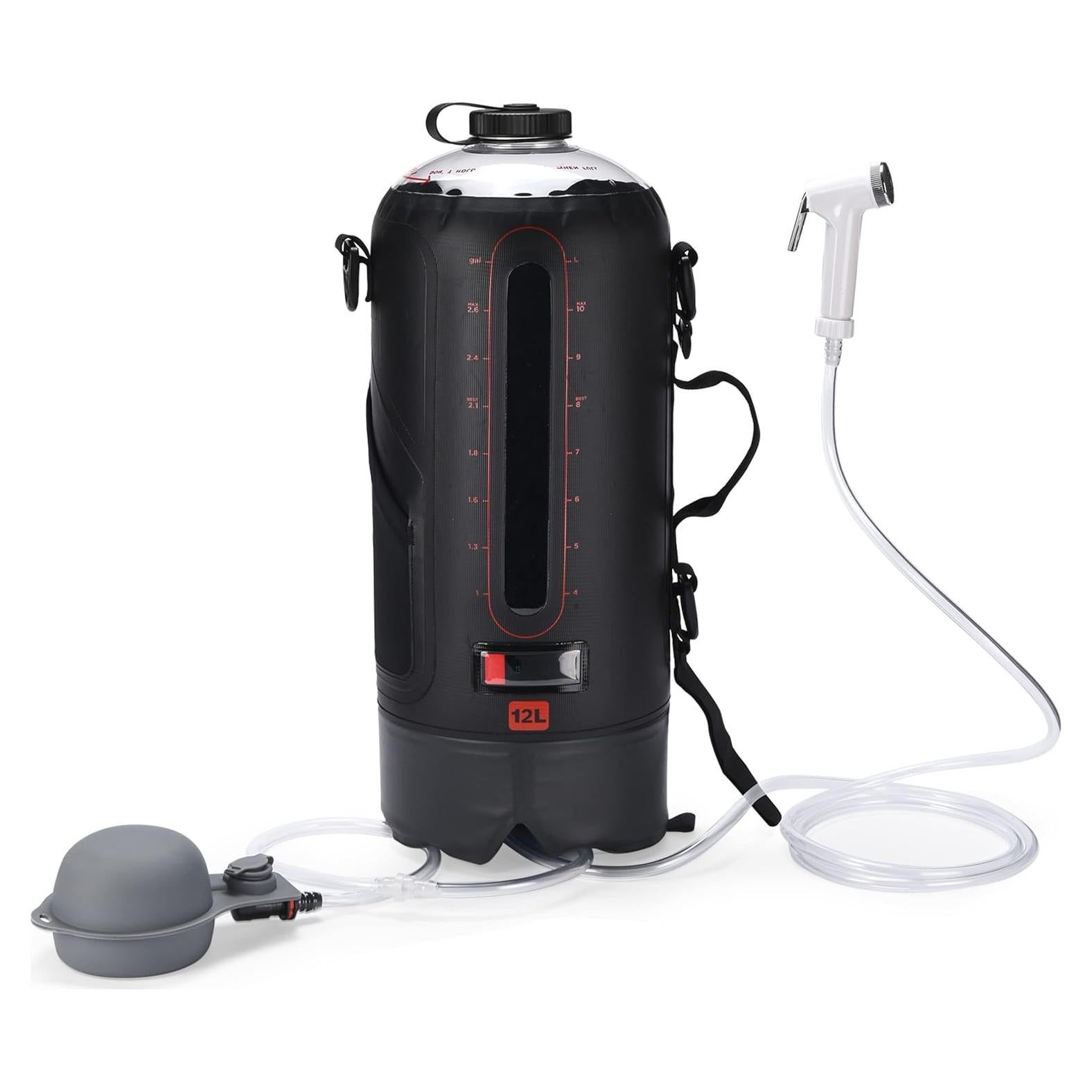 Ducha Camping HappyPo Solar Portátil con Bomba y Termómetro