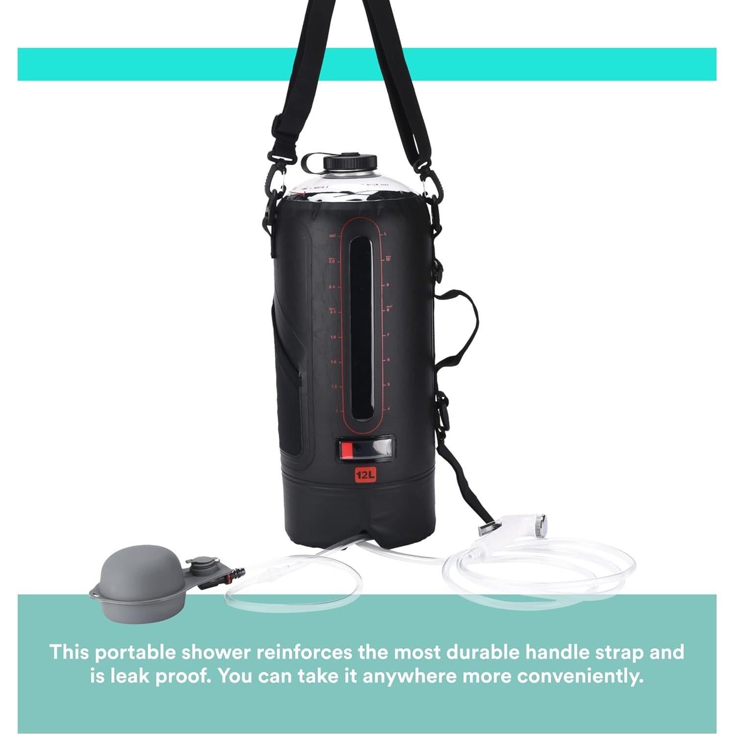 Ducha Camping HappyPo Solar Portátil con Bomba y Termómetro