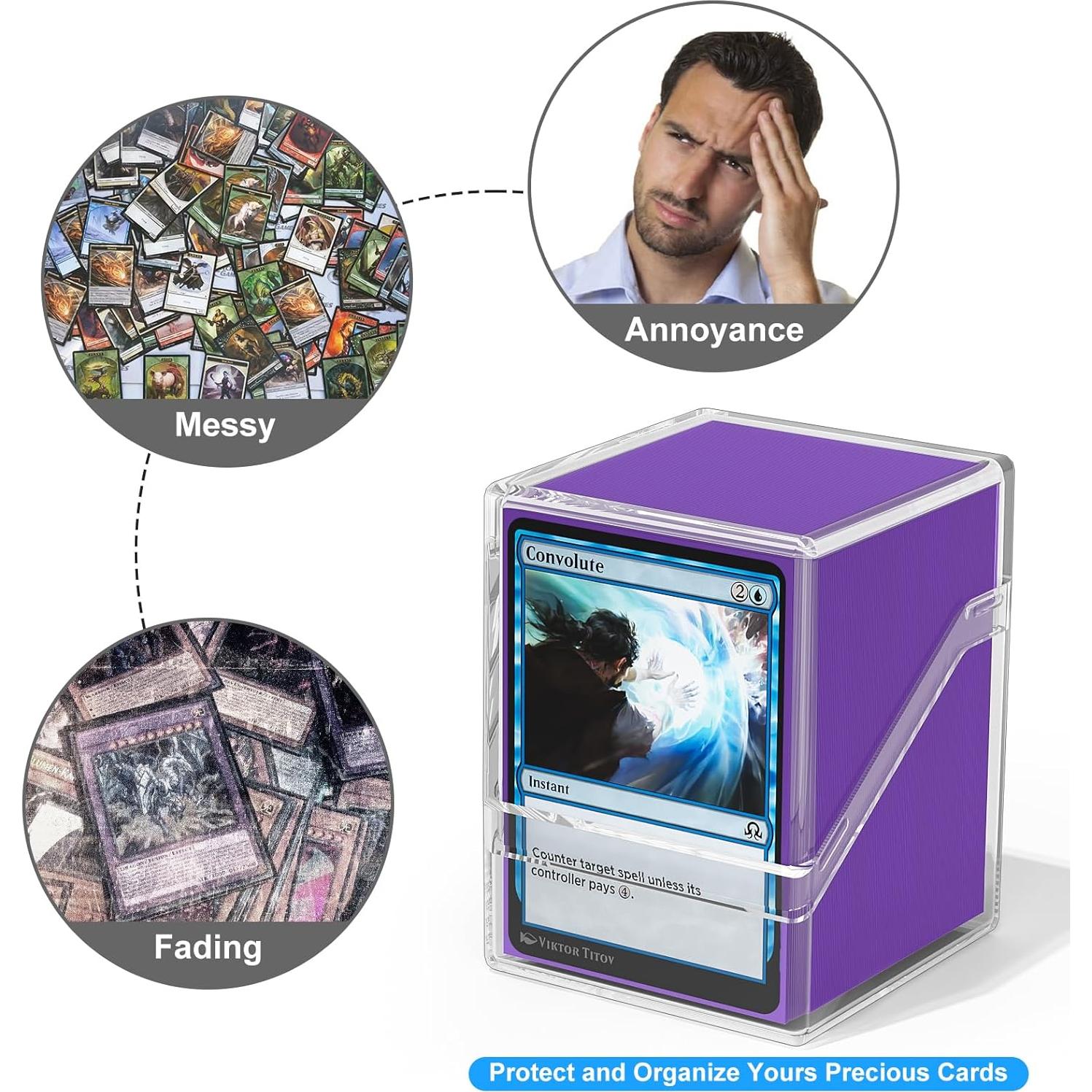 Caja de Almacenamiento para Cartas YSCare 200 Fundas Púrpura