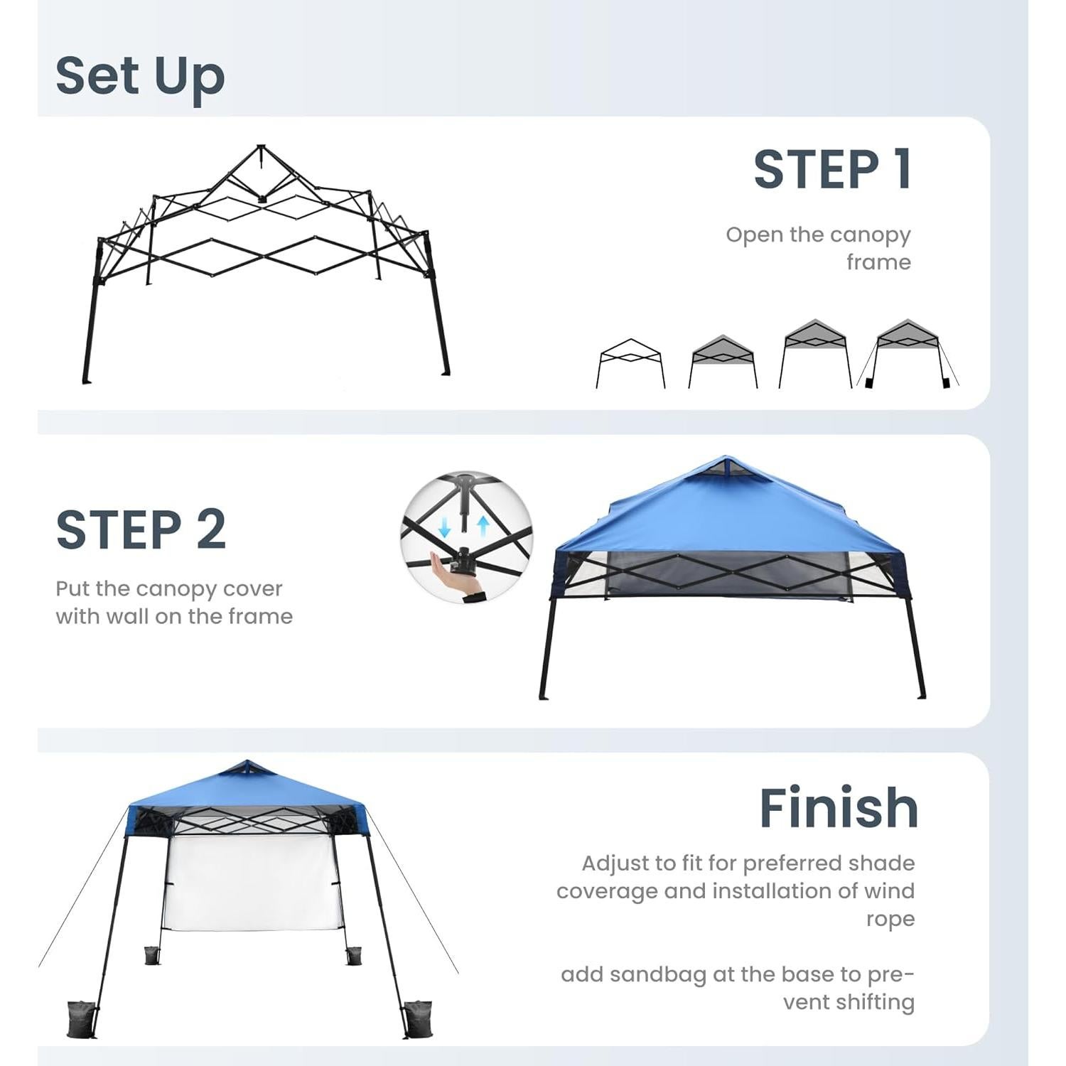 Toldo PHI VILLA 2.44m x 2.44m Azul Impermeable UV
