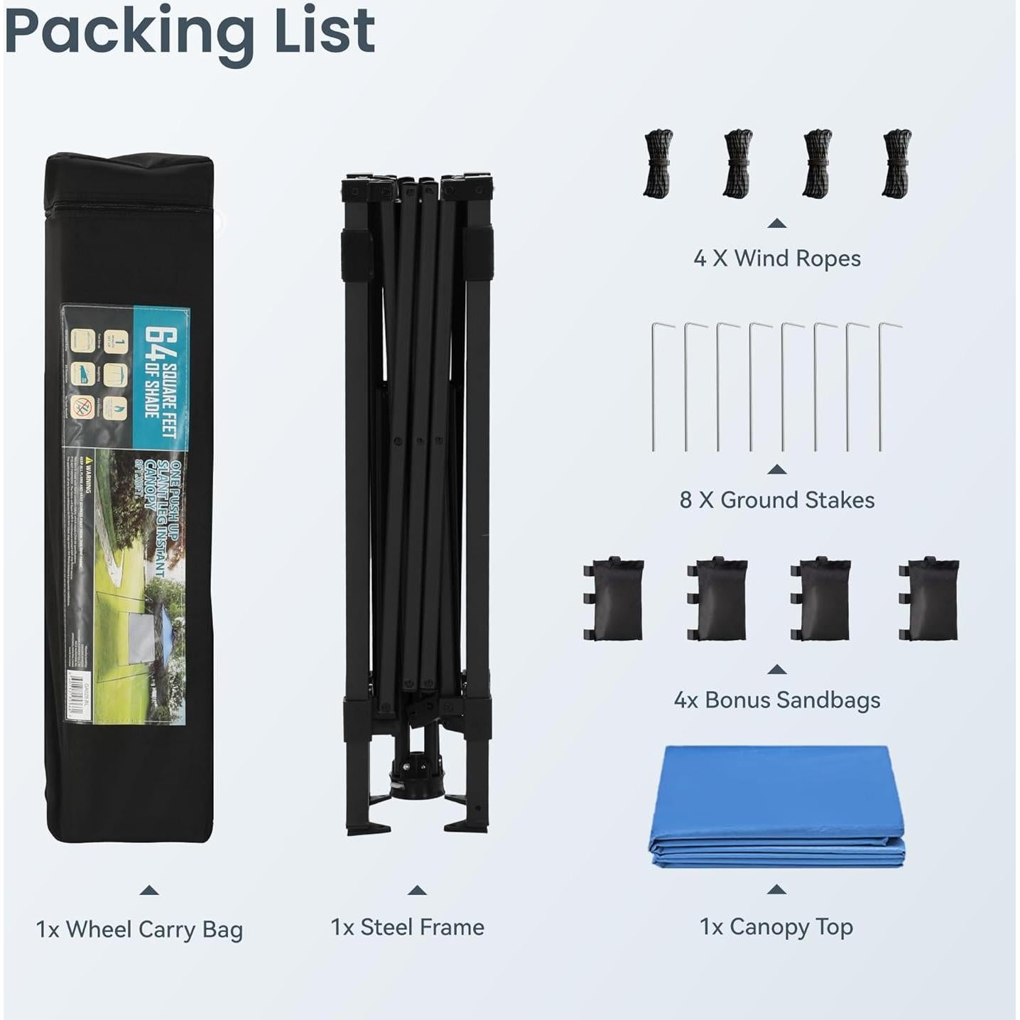 Toldo PHI VILLA 2.44m x 2.44m Azul Impermeable UV