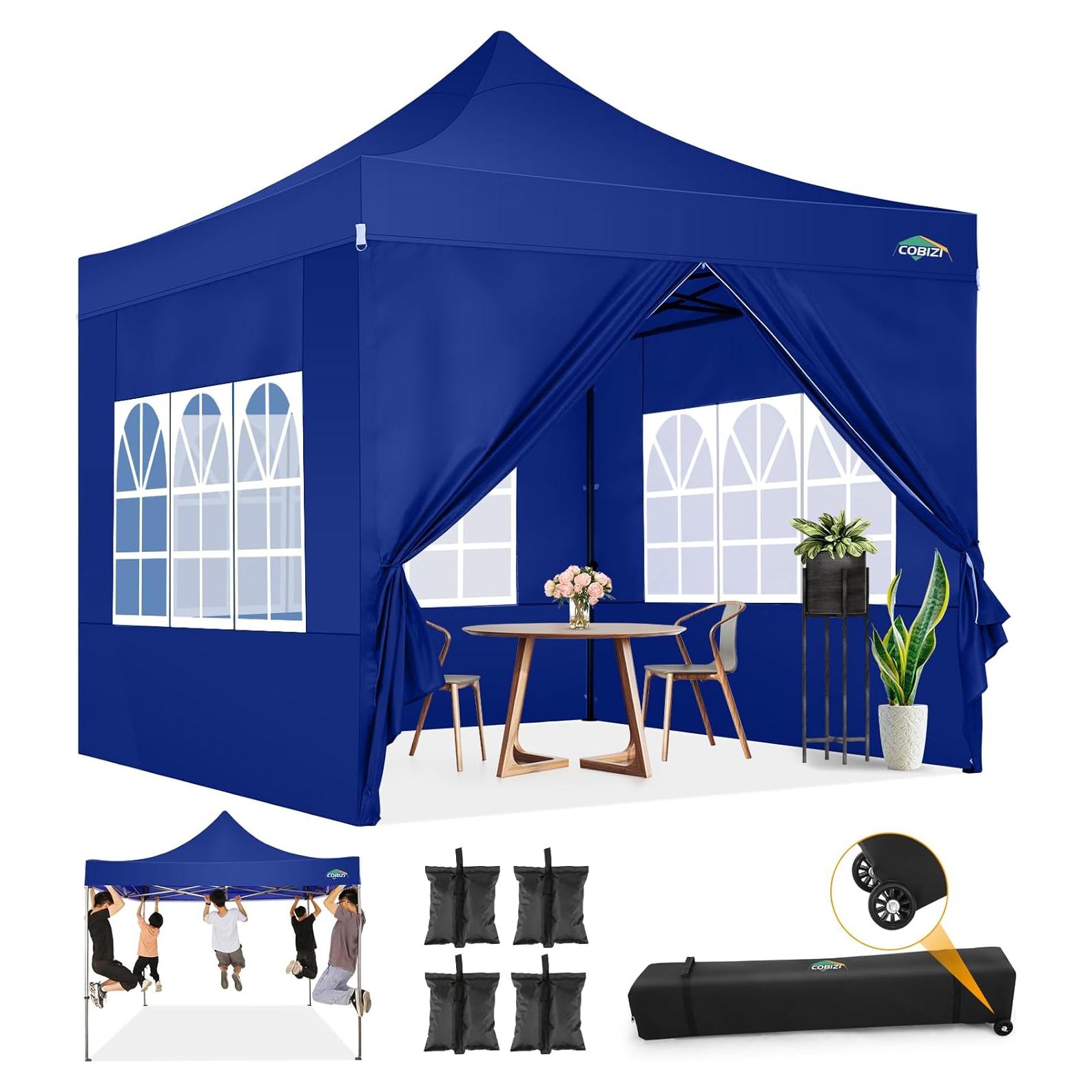 Carpa Plegable COBIZI 10x10m Resistente al Agua y Viento Azul