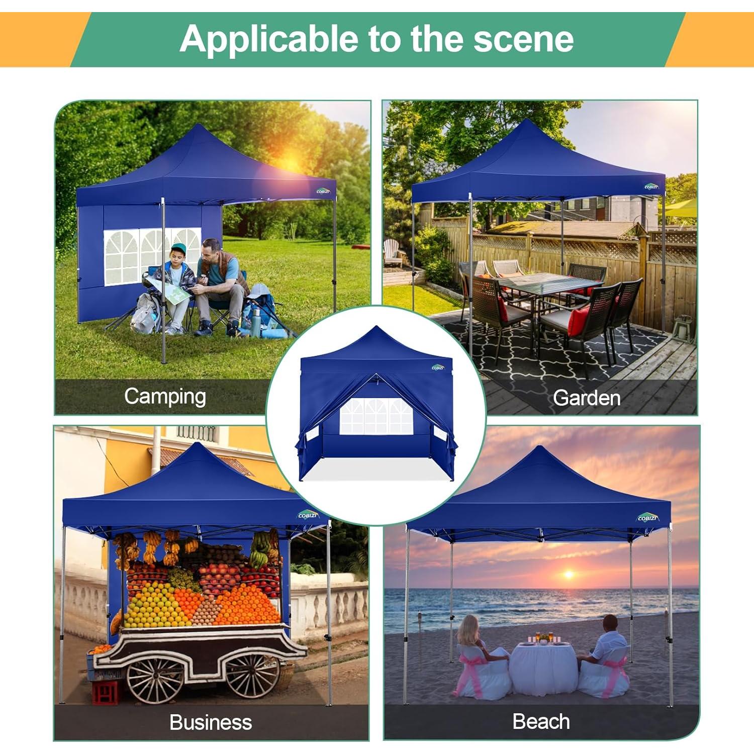 Carpa Plegable COBIZI 10x10m Resistente al Agua y Viento Azul