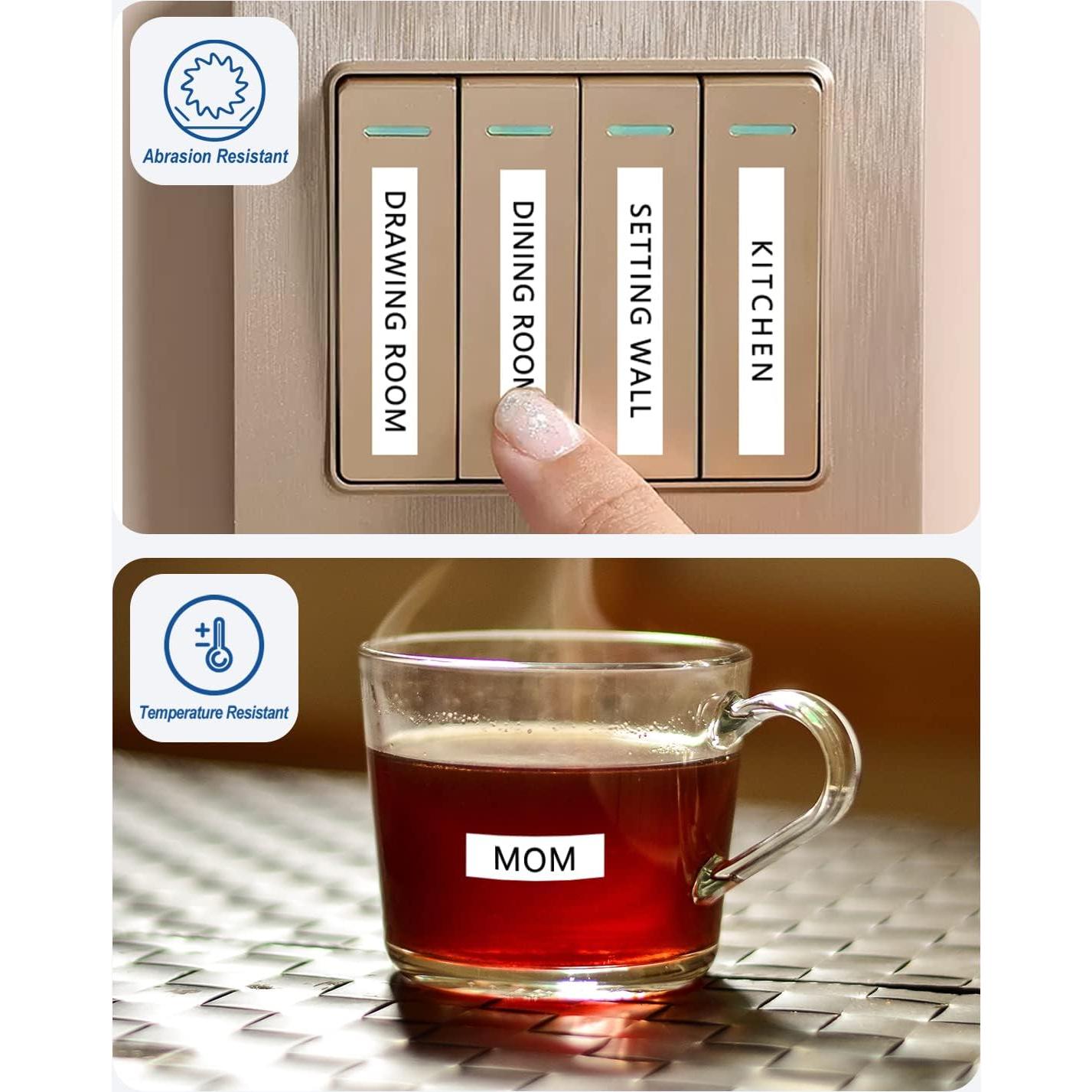 Paquete de 4 Cintas Laminadas Msudoku TZe-221 9mm Negro sobre Blanco