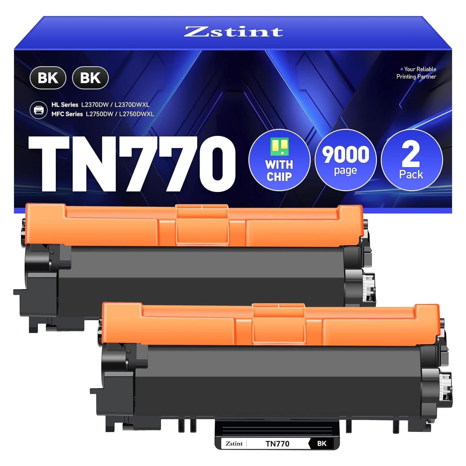 Cartucho de Tóner Compatible Zstint TN770 Paquete de 2 Negro
