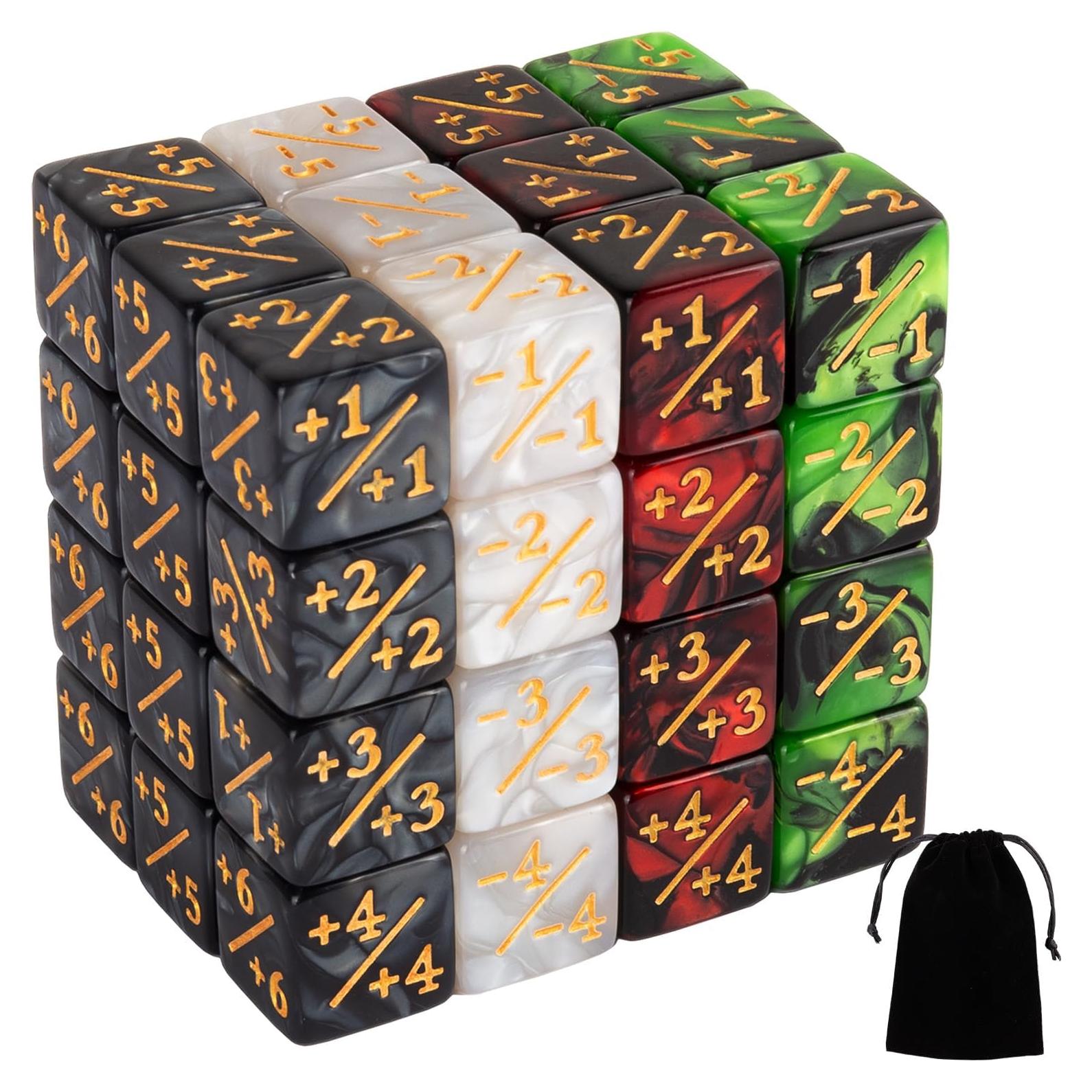 48 Pieces Magic The Gathering Token Dice Counters Marble Cube D6 Dice Loyalty Dice for CCG Creature Stats Card Gaming MTG Accessories, 4 Styles