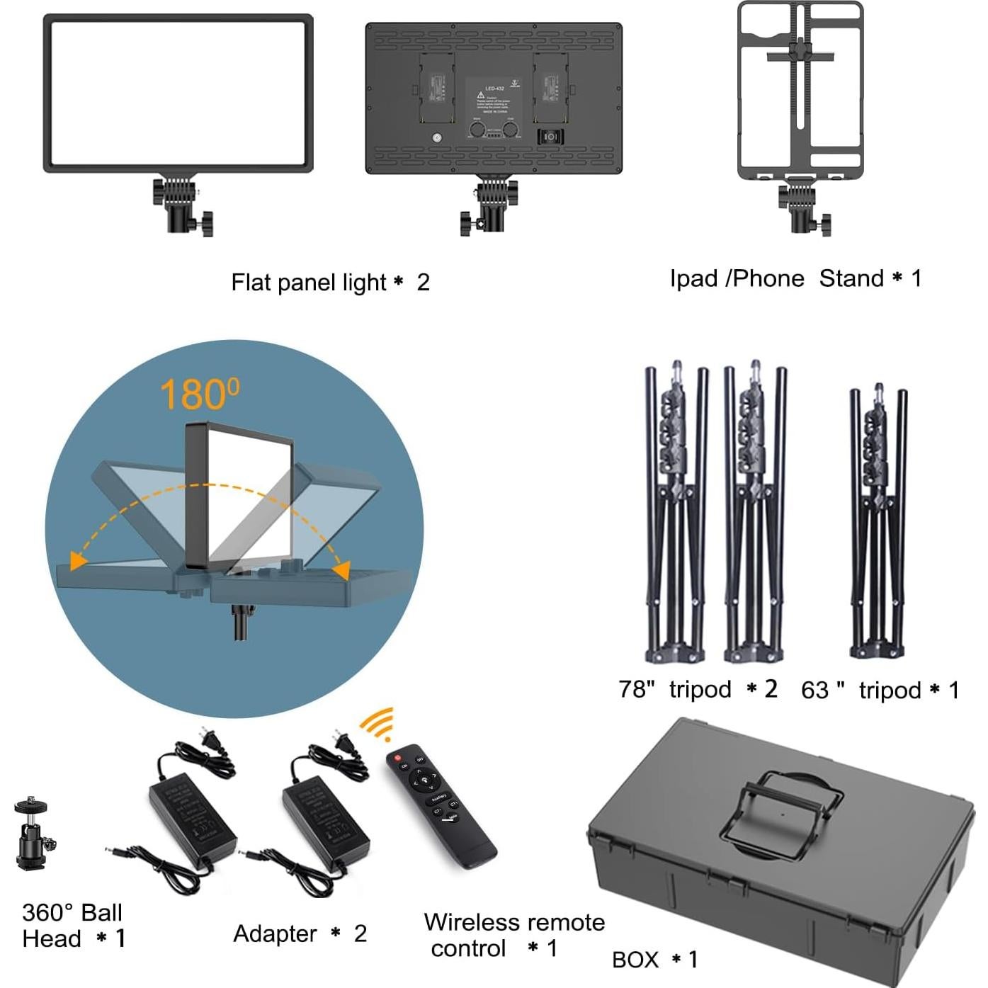 Kit de Iluminación LED Bi-Color Dimmable 50W JIANJIN 2 Paquetes