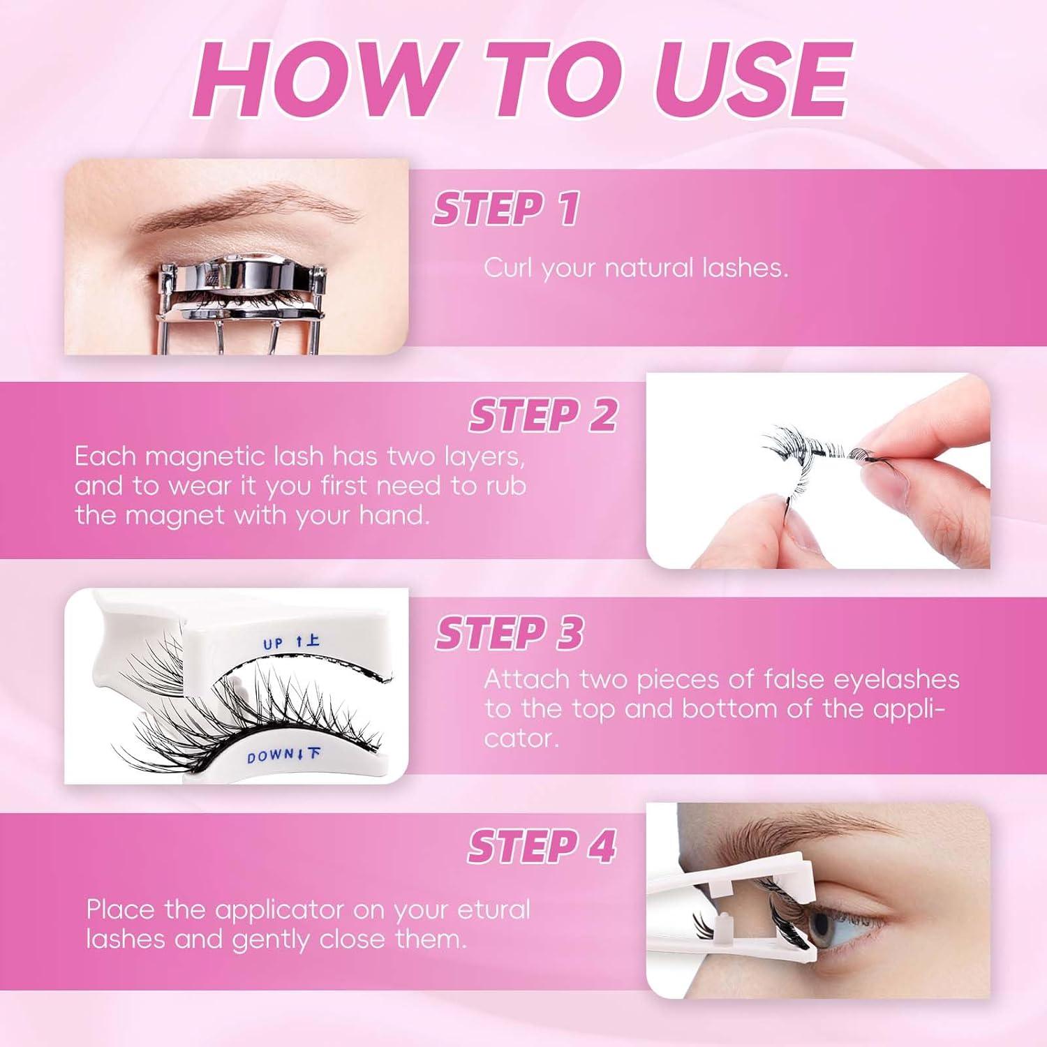 Pestañas Magnéticas FADLASH Reutilizables 4 Pares con Aplicador