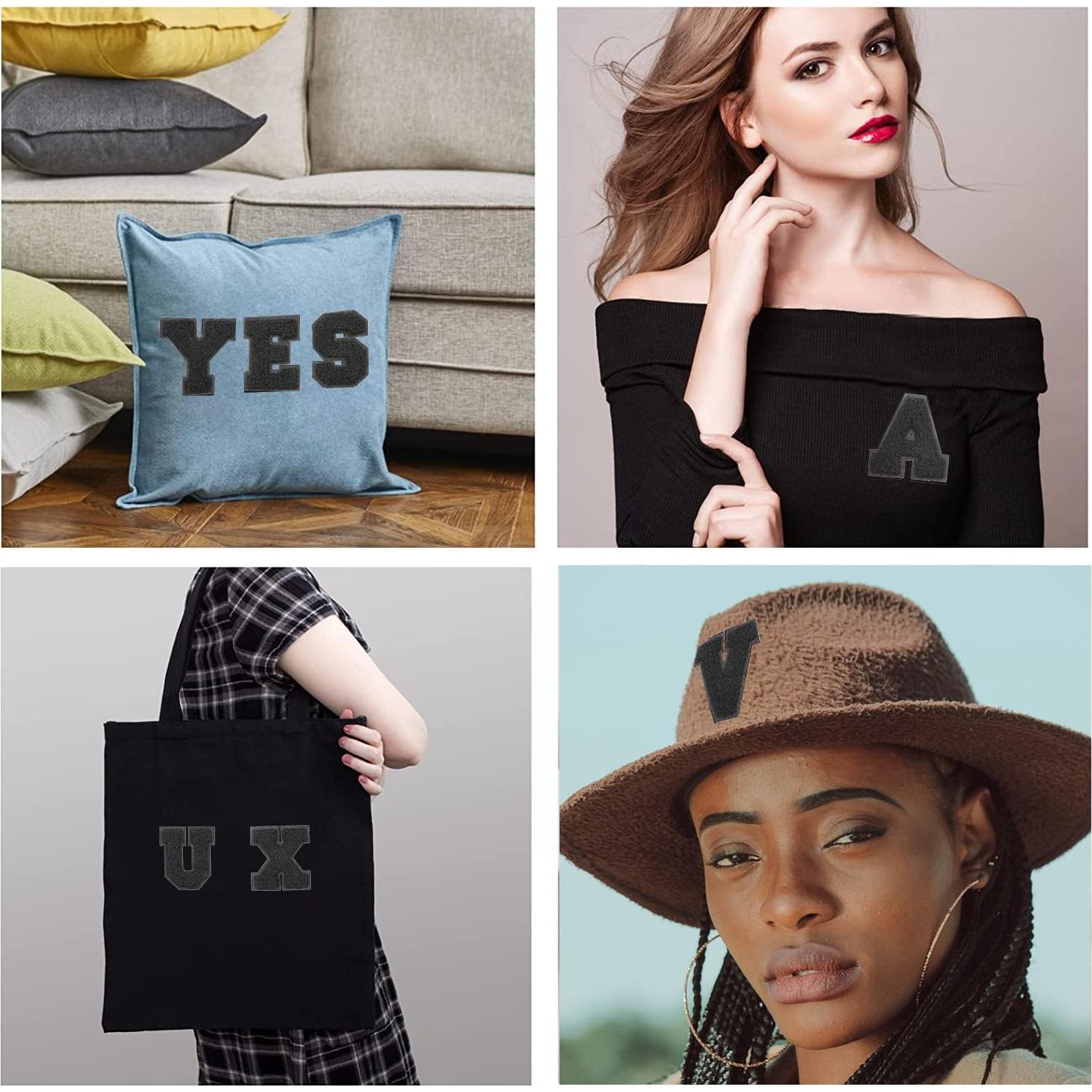 Parche de Letras Planchado Bfuee 26 Piezas Alfabeto Negro