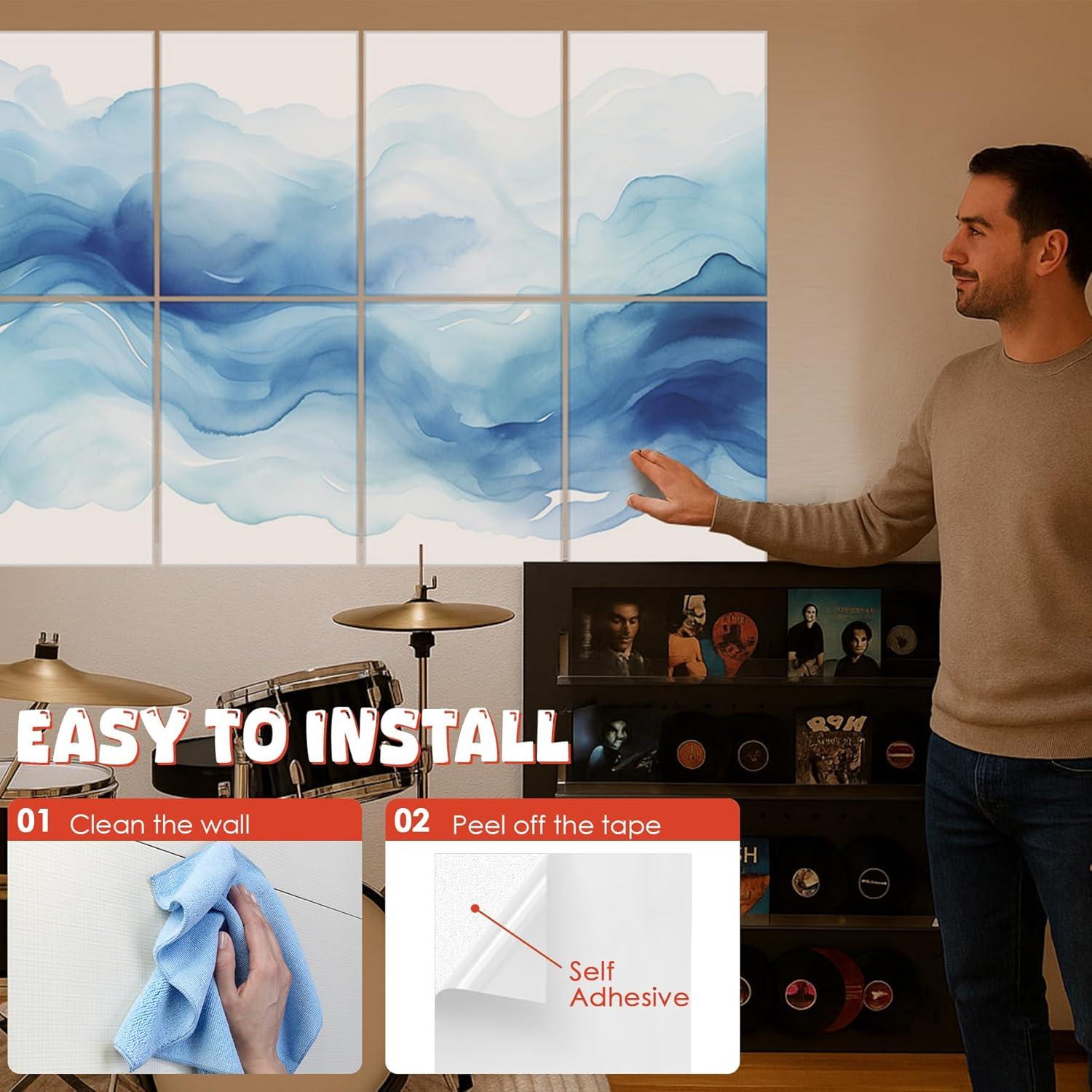 Paquete de 8 Paneles Acústicos Art Autoadhesivos 121.9x81.3cm