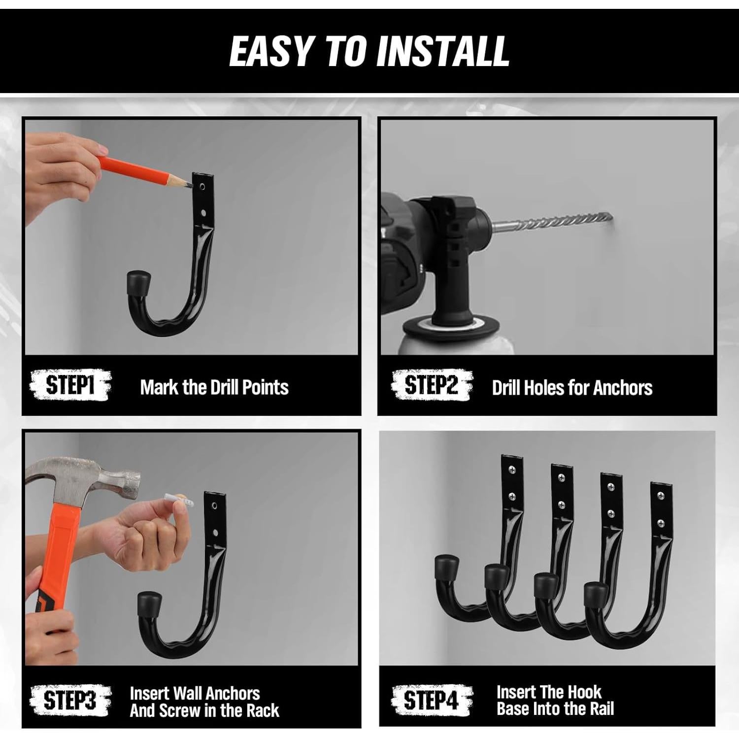 Ganchos de Almacenamiento para Garaje SWANLAKE 6 Piezas Metal