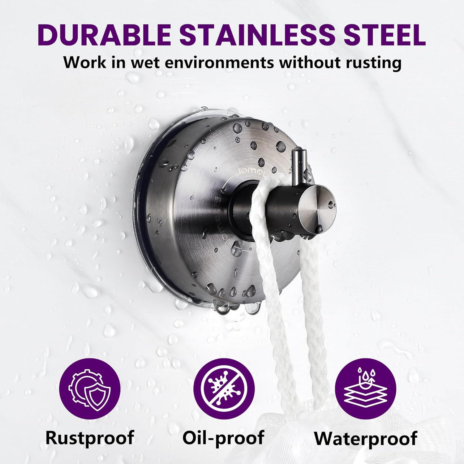 Ganchos de Ventosa JOMOLA Acero Inoxidable Negro 2PCS