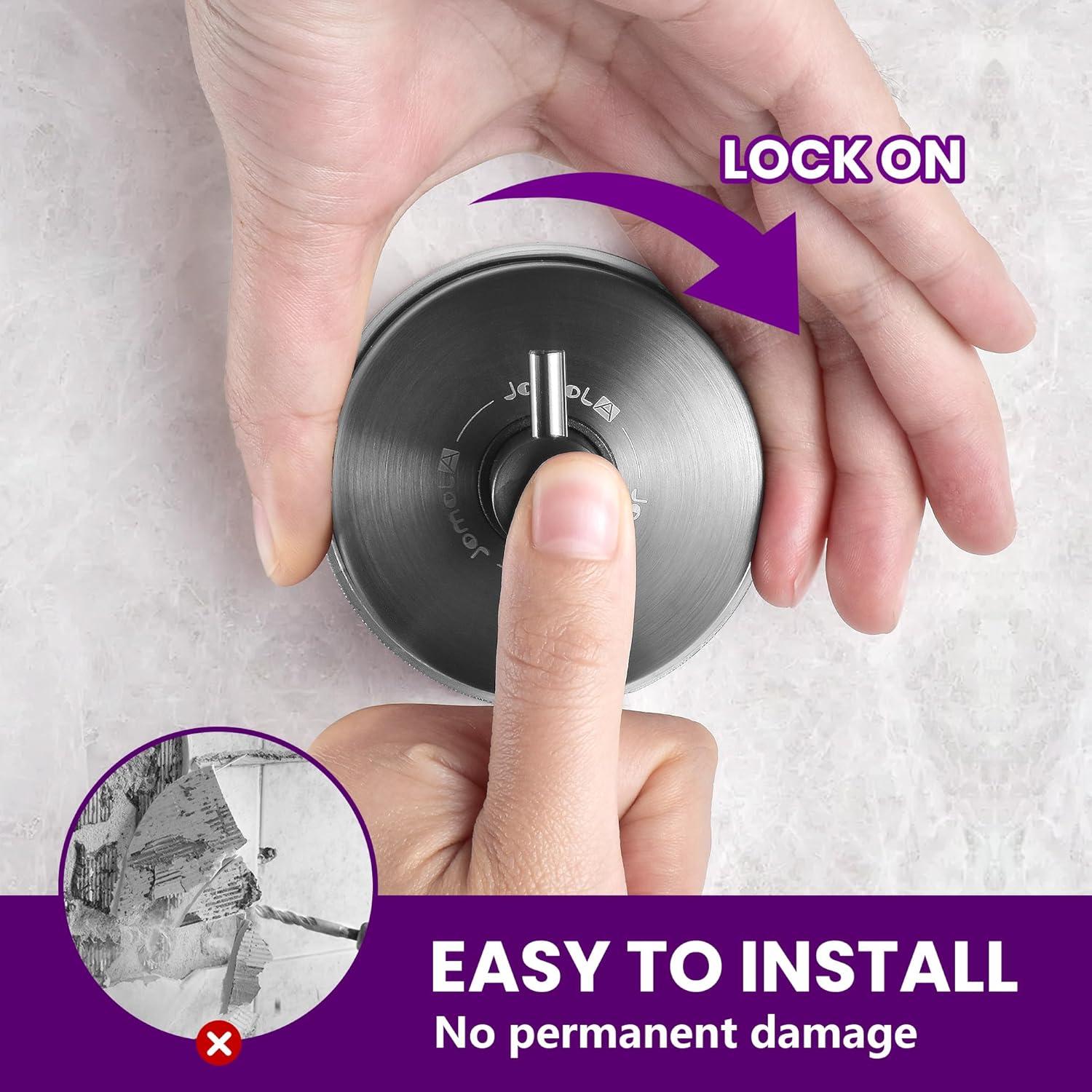 Ganchos de Ventosa JOMOLA Acero Inoxidable Negro 2PCS