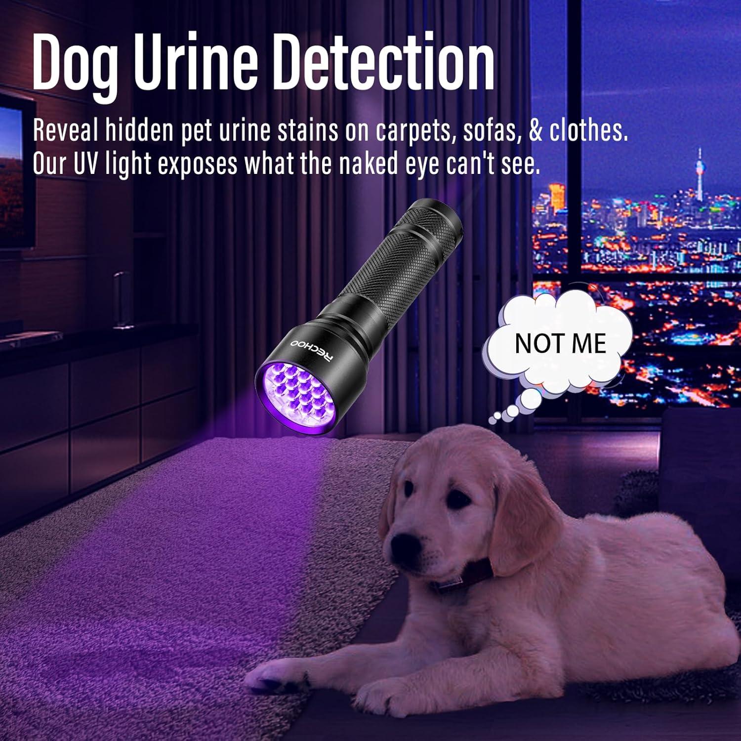 Linterna UV Recargable RECHOO 395nm 21 LED a Prueba de Agua