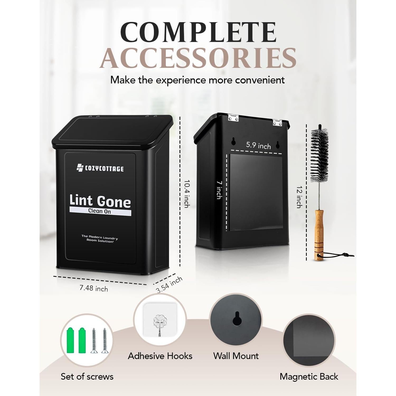 Contenedor Magnético de Pelusa COZYCOTTAGE 10L Negro