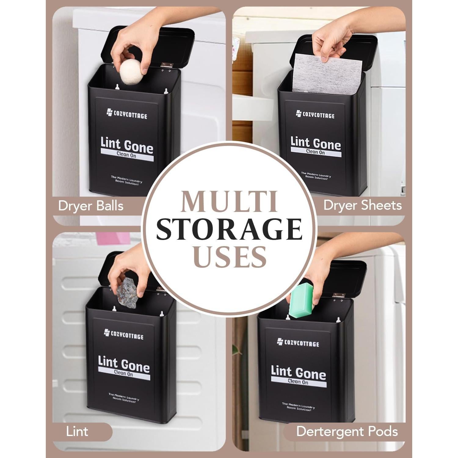 Contenedor Magnético de Pelusa COZYCOTTAGE 10L Negro