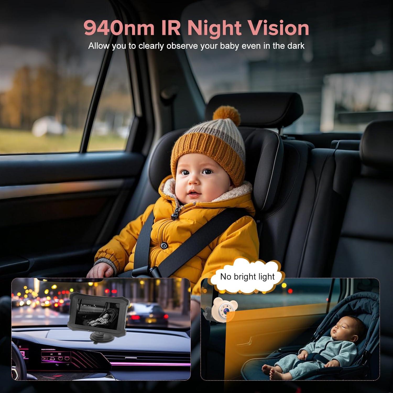 Cámara de coche para bebés VSSTECH con visión nocturna 5"