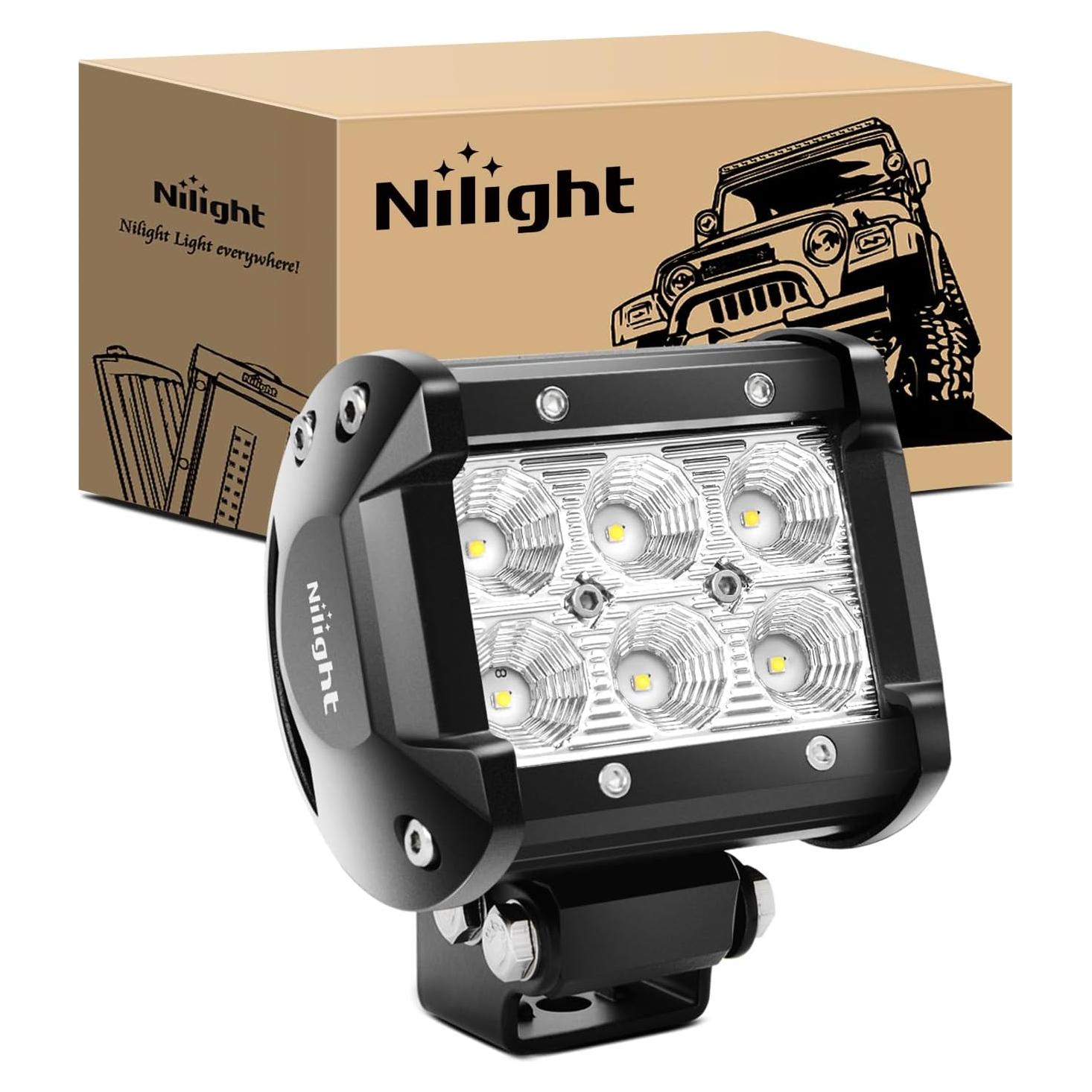 Nilight Luz LED Inundación 18W 1260LM para Vehículos 12V 24V