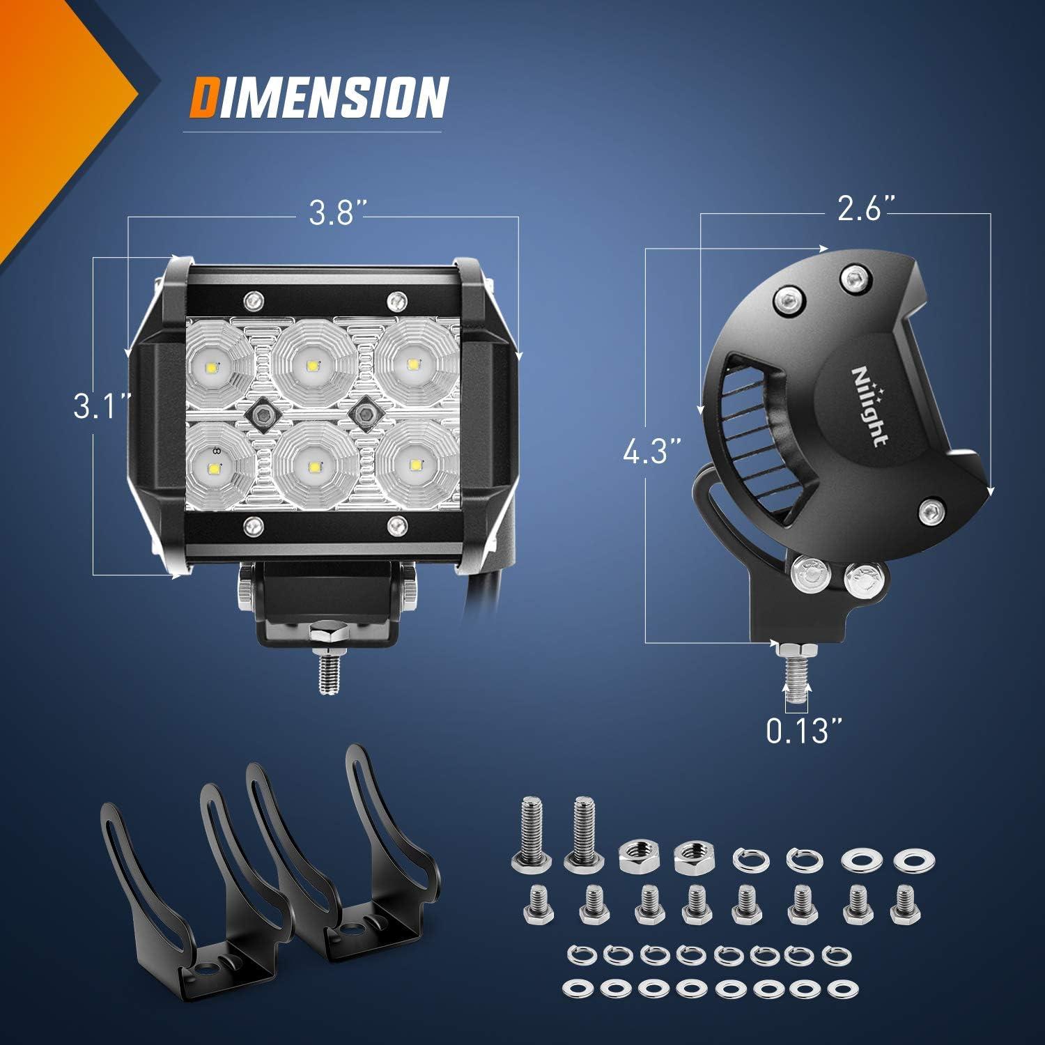 Nilight Luz LED Inundación 18W 1260LM para Vehículos 12V 24V