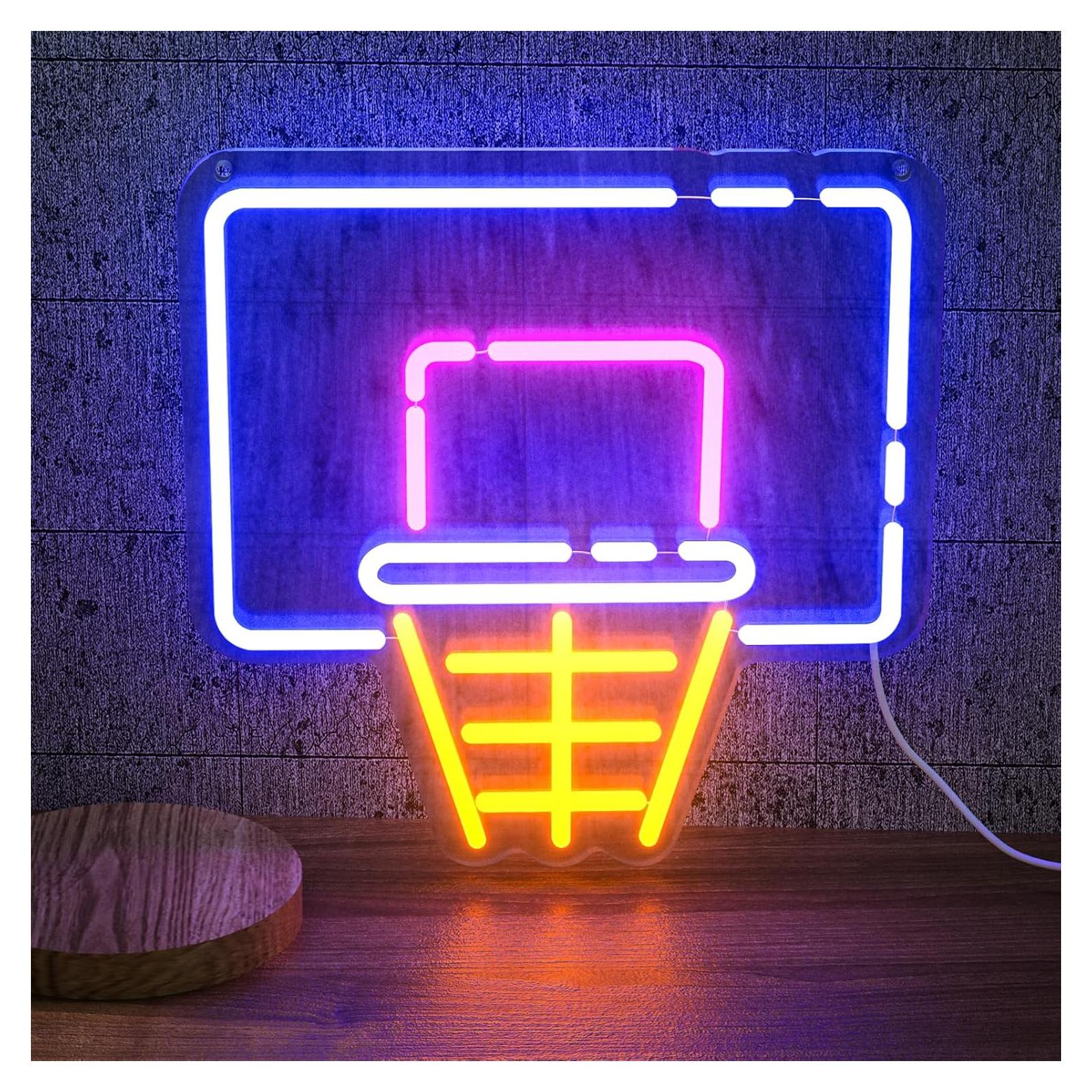 Letrero de Neón LED Aro de Baloncesto 35x32 cm Maleoruigy